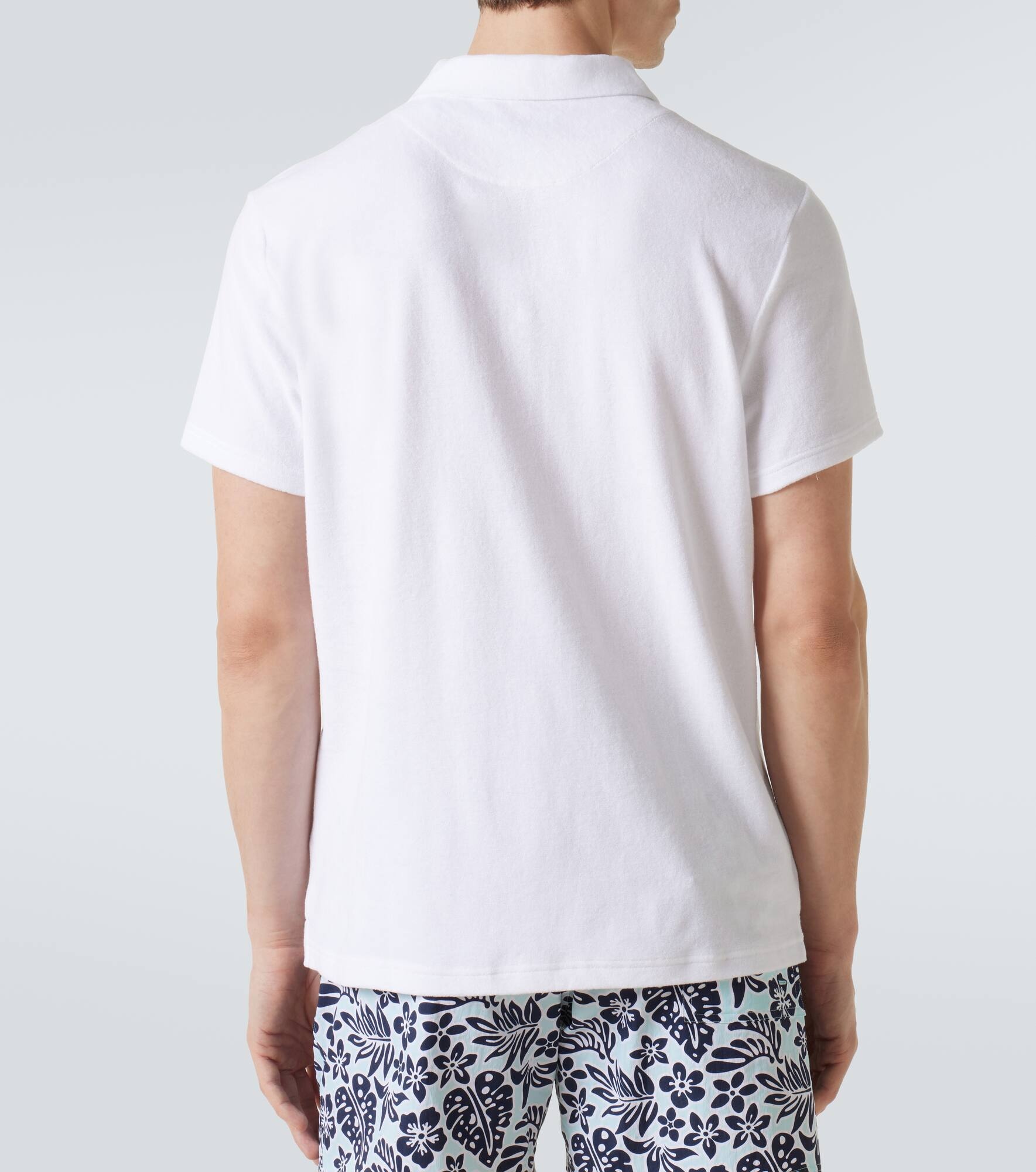 Cotton-blend terry polo shirt - 4