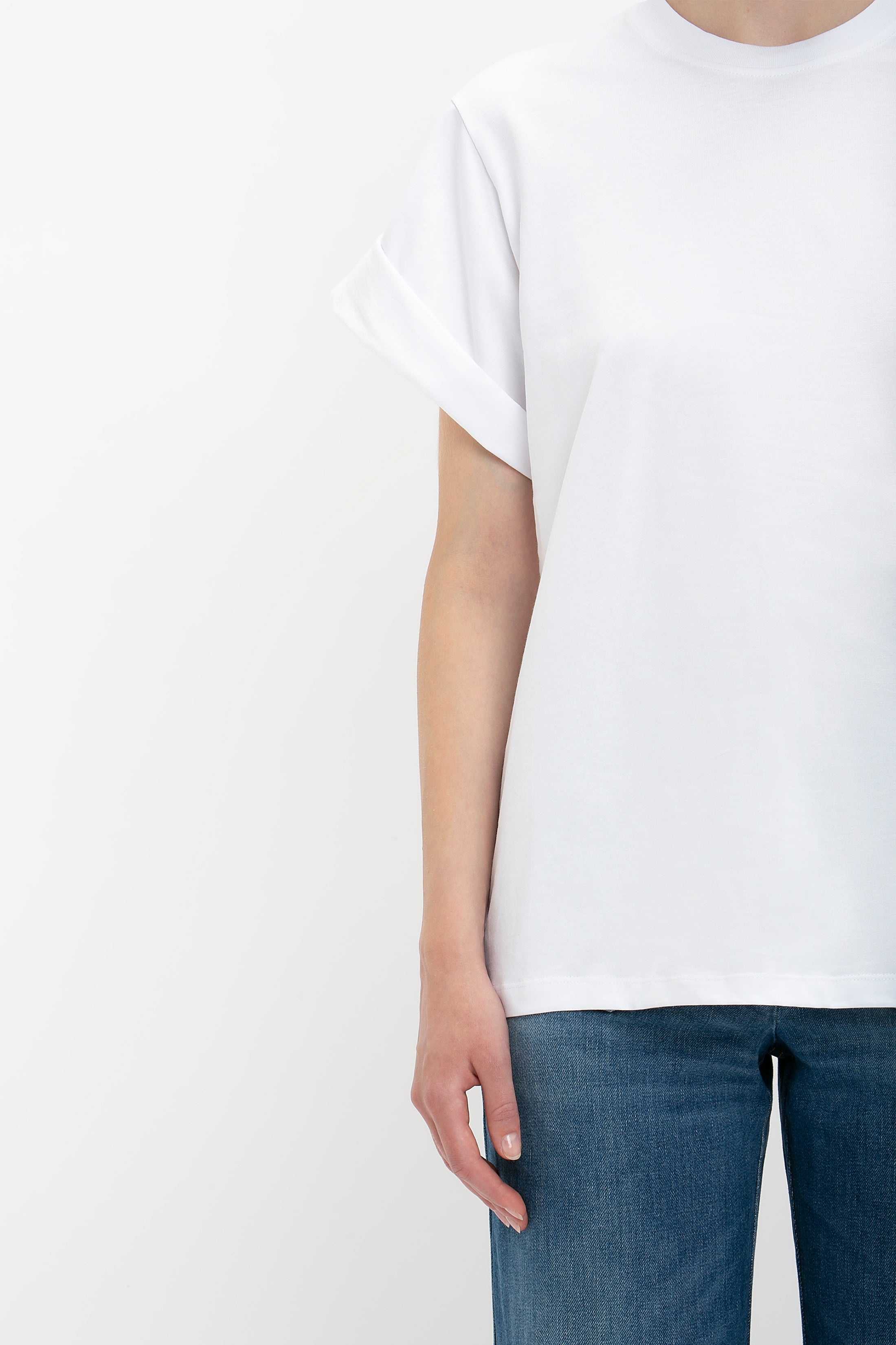 Asymmetric Relaxed Fit T-Shirt In White - 5