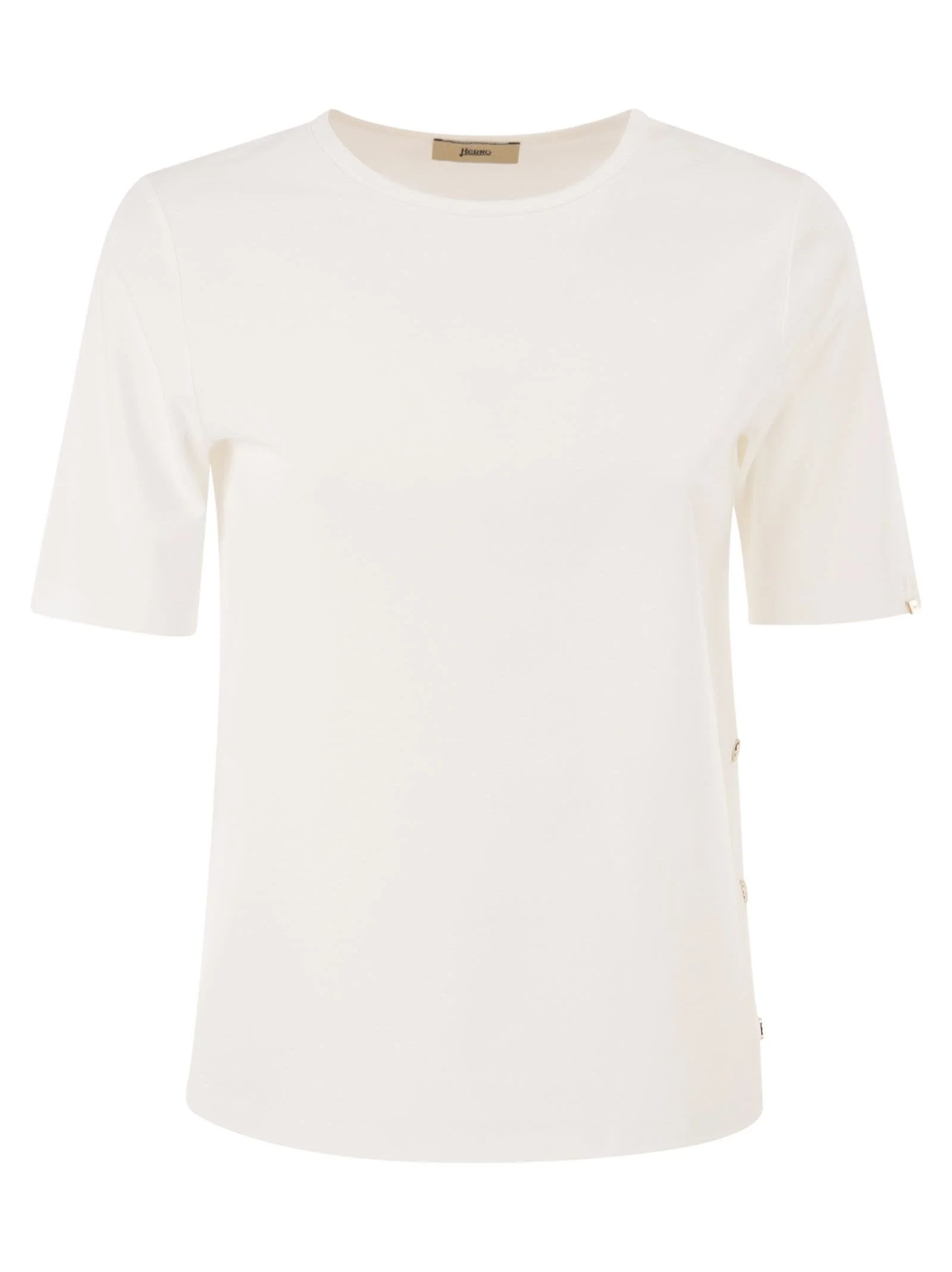 Herno Women Cotton T-Shirt With Logo Buttons On The Sides - 1