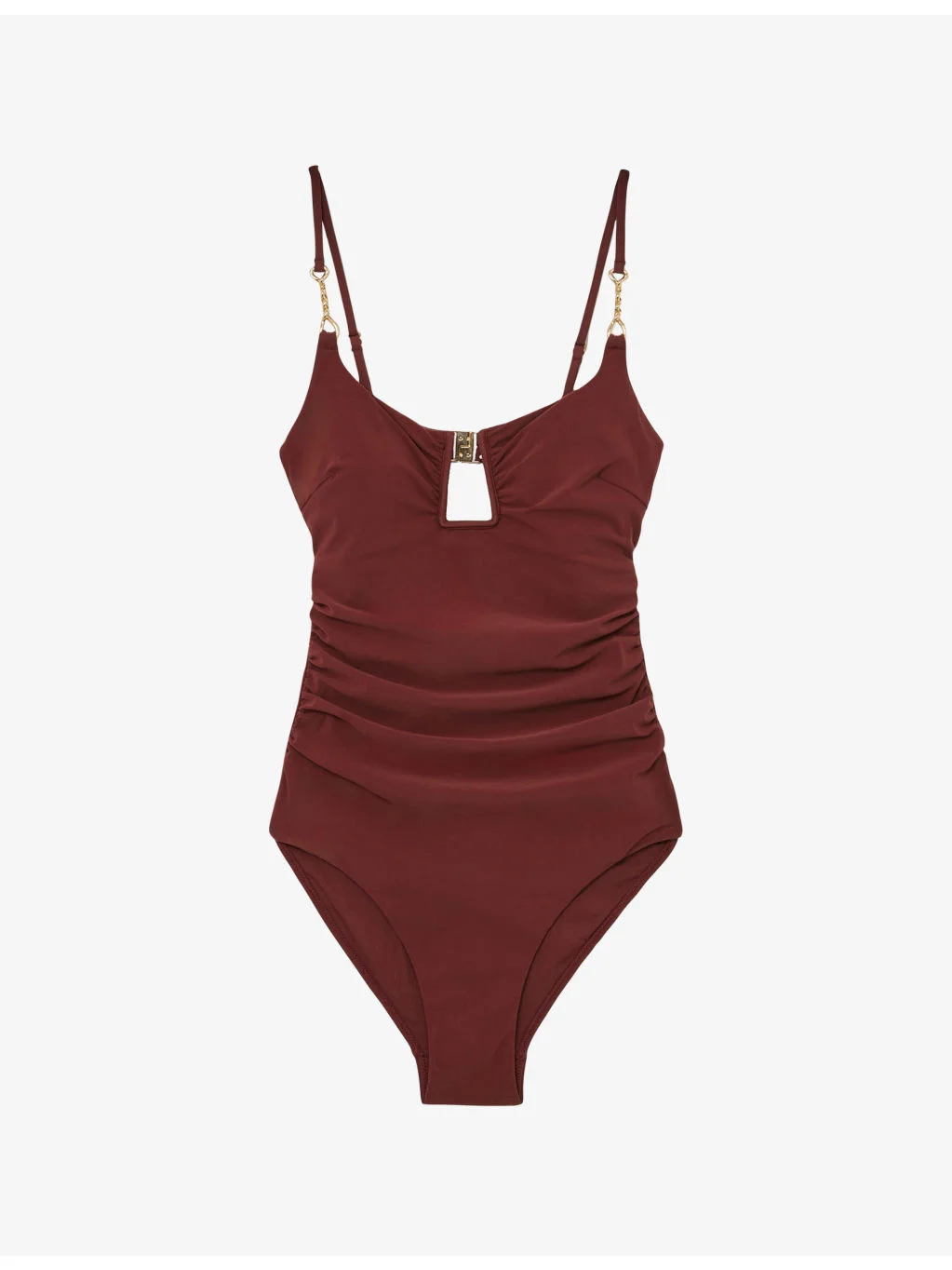 Wrenna Cut-Out Detail Ruched Stretch-Woven Swimsuit - 1