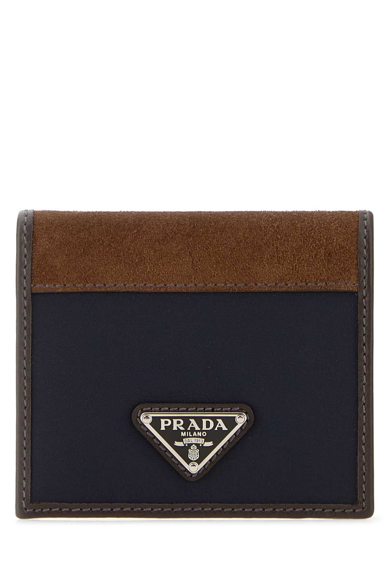Prada Men Two-Tone Fabric And Suede Wallet - 1