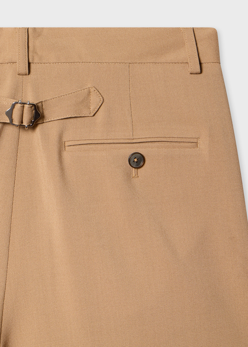 Paul Smith Women's Tan Brown Two-Ply Merino Wool Pleated Trousers outlook