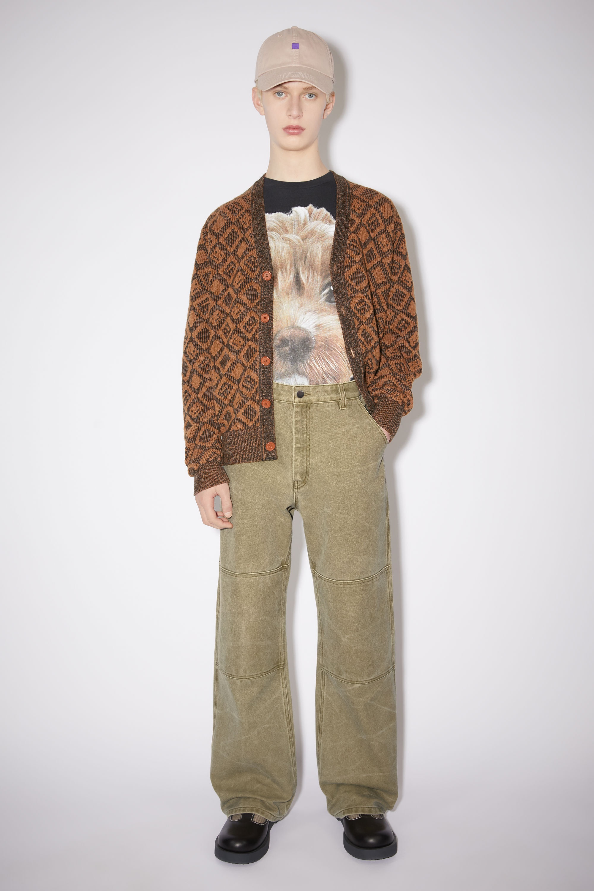 Regular fit canvas trousers - Khaki beige - 2