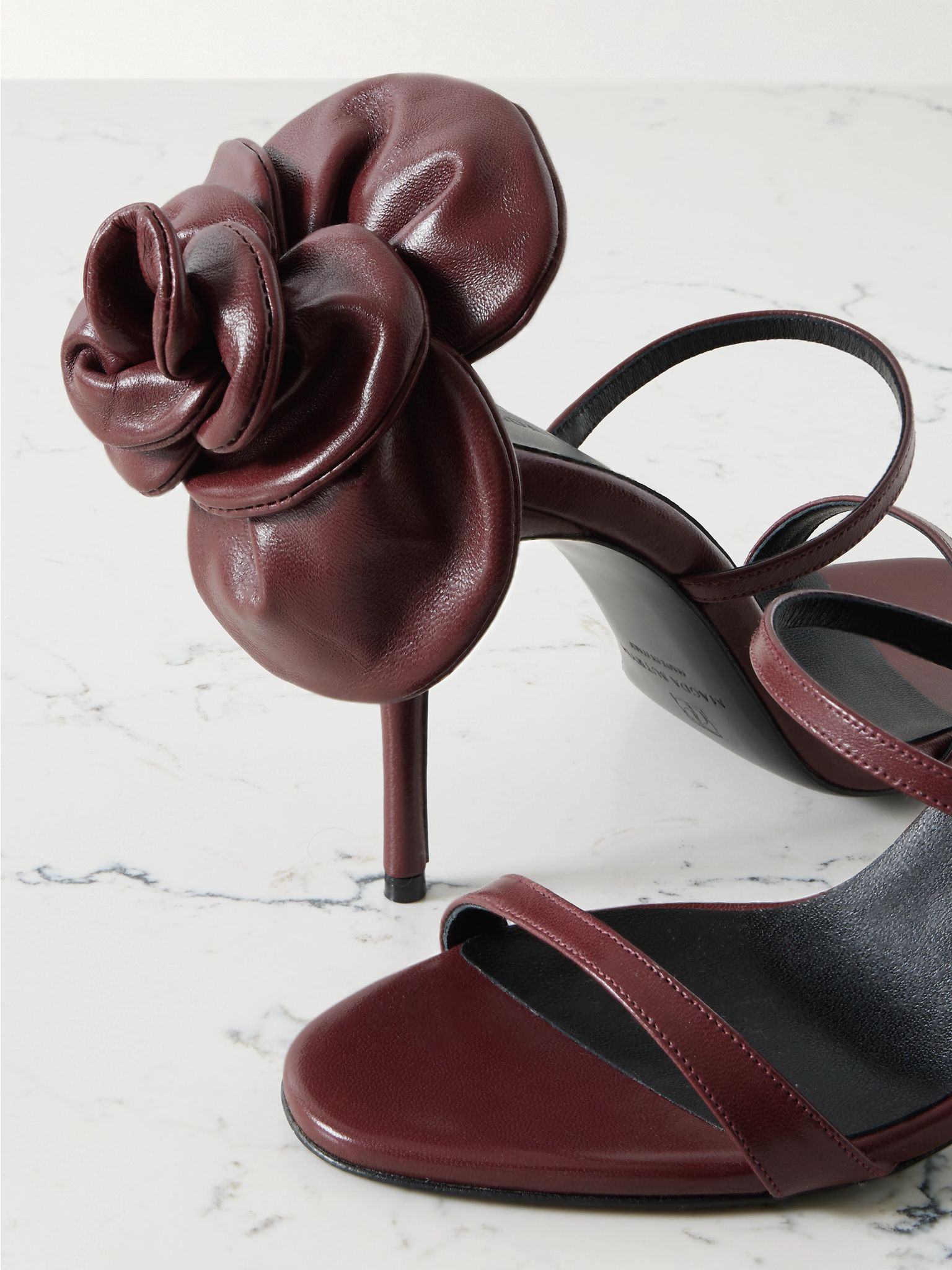 Appliquéd leather sandals Burgundy - 4
