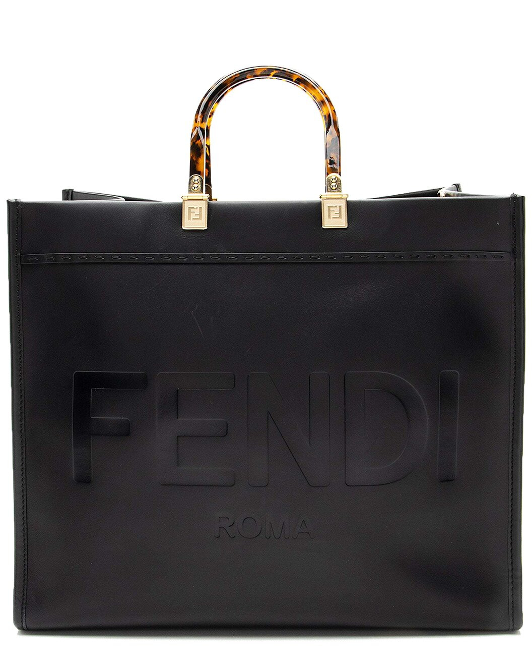 FENDI Black Leather Sunshine Large Shopper Tote (Authentic Pre-Loved) - 1
