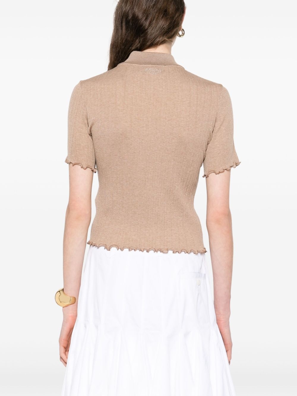 short-sleeve cropped polo top - 4
