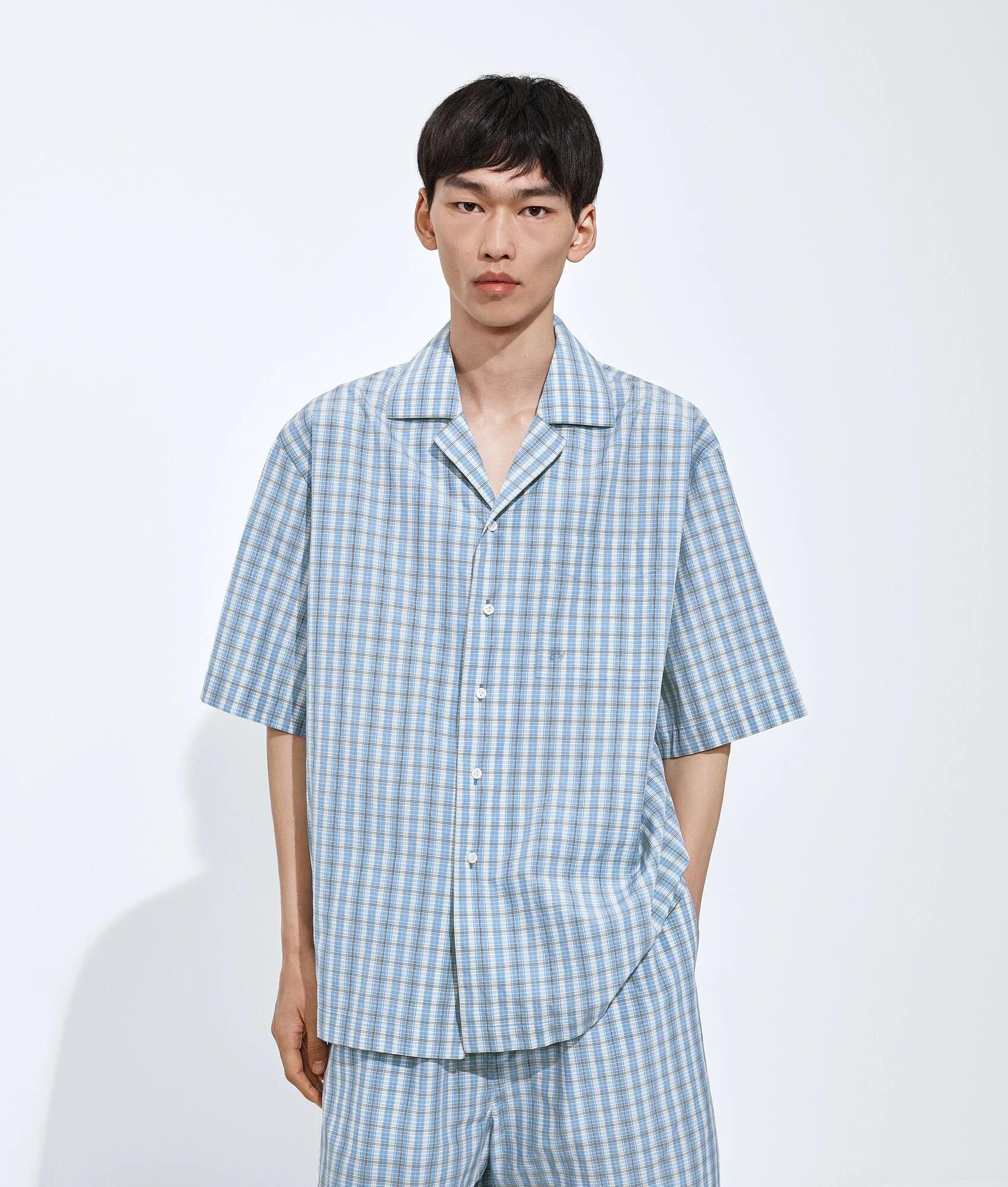 Cotton And Silk Check Pajama Shirt - 1