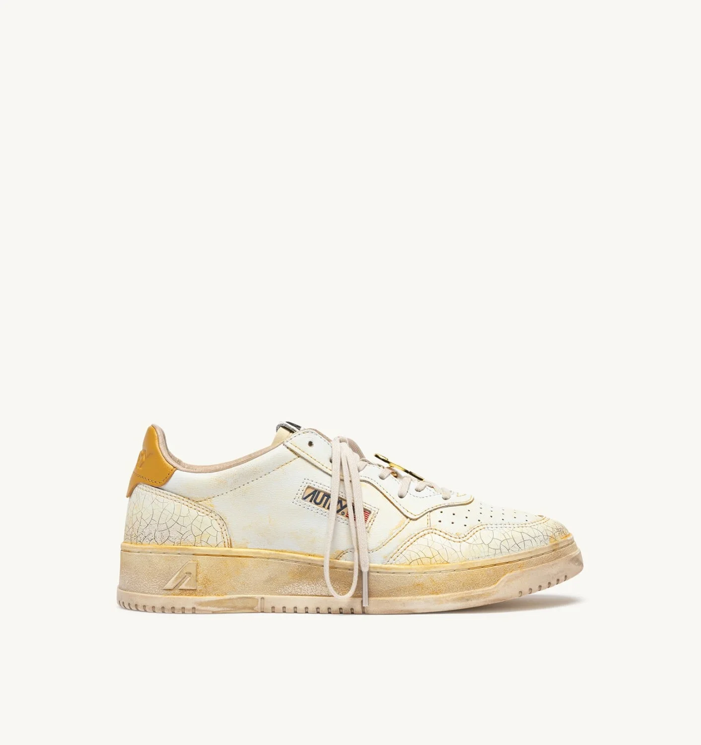 MEDALIST LOW SUPER VINTAGE SNEAKERS IN WHITE AND YELLOW LEATHER - 1