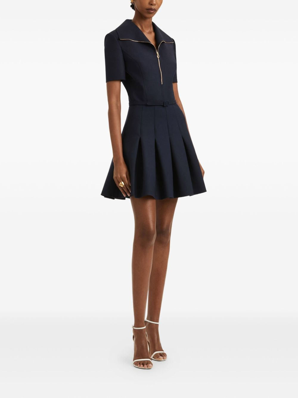zip-front pleated mini dress - 3