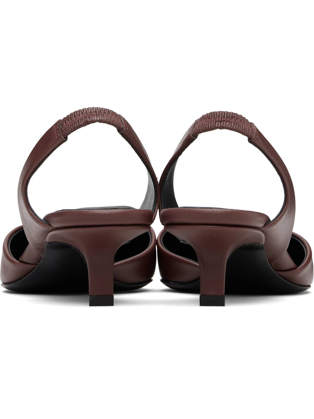 Burgundy Akila LDS Leather Slingback Heels - 2