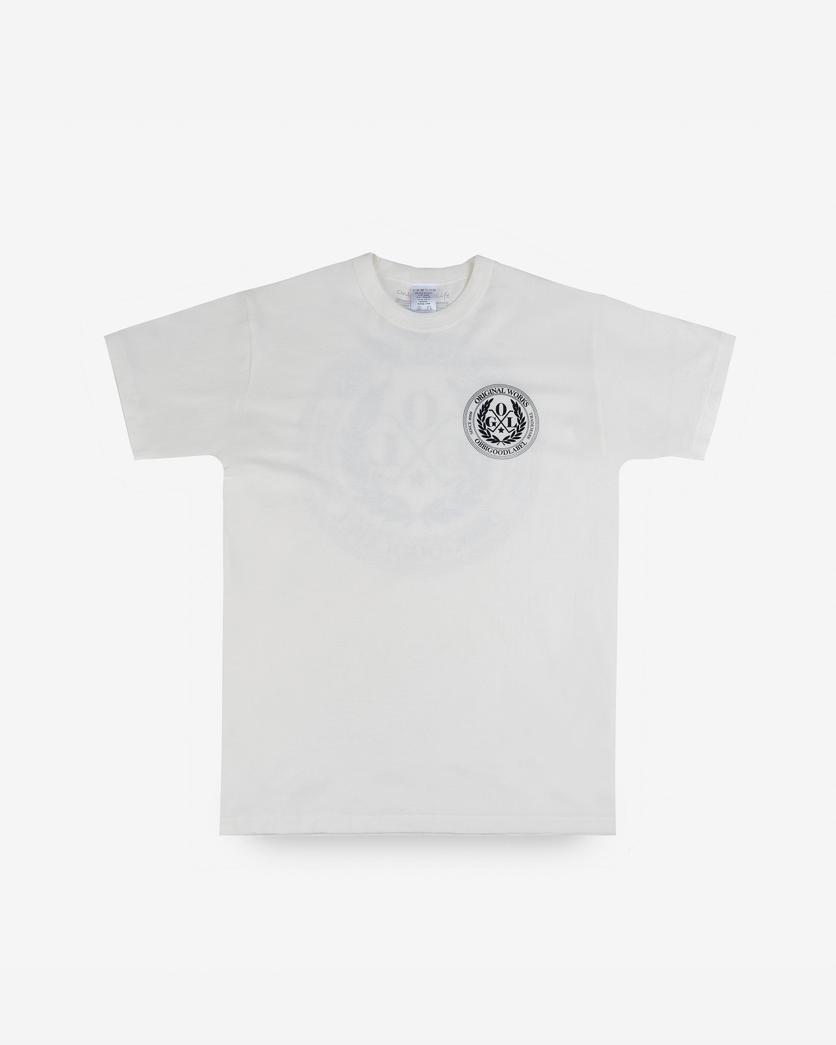 OGL-TEE-LOT20-LOGO-CRM OGL 6.2oz Ringspun T-shirt - Silkscreen Printed 'OGL Logo' - Cream - 1