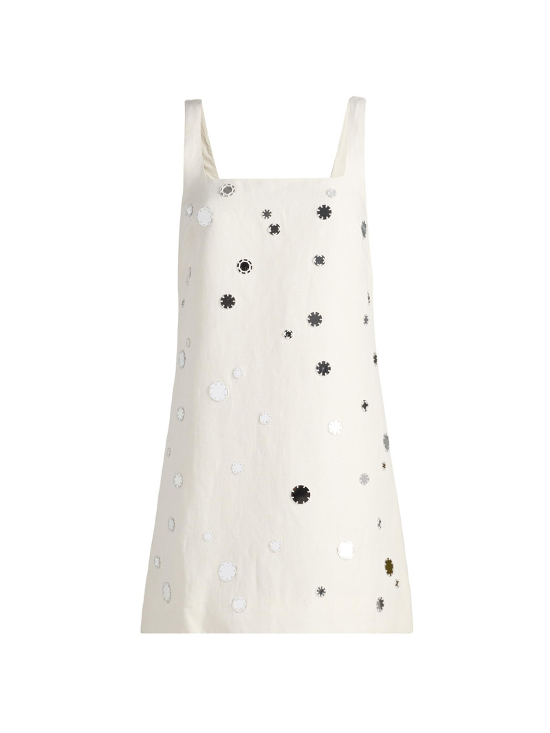 Women's Barton Mirror Embellished Linen-Blend Minidress - Cream 1
