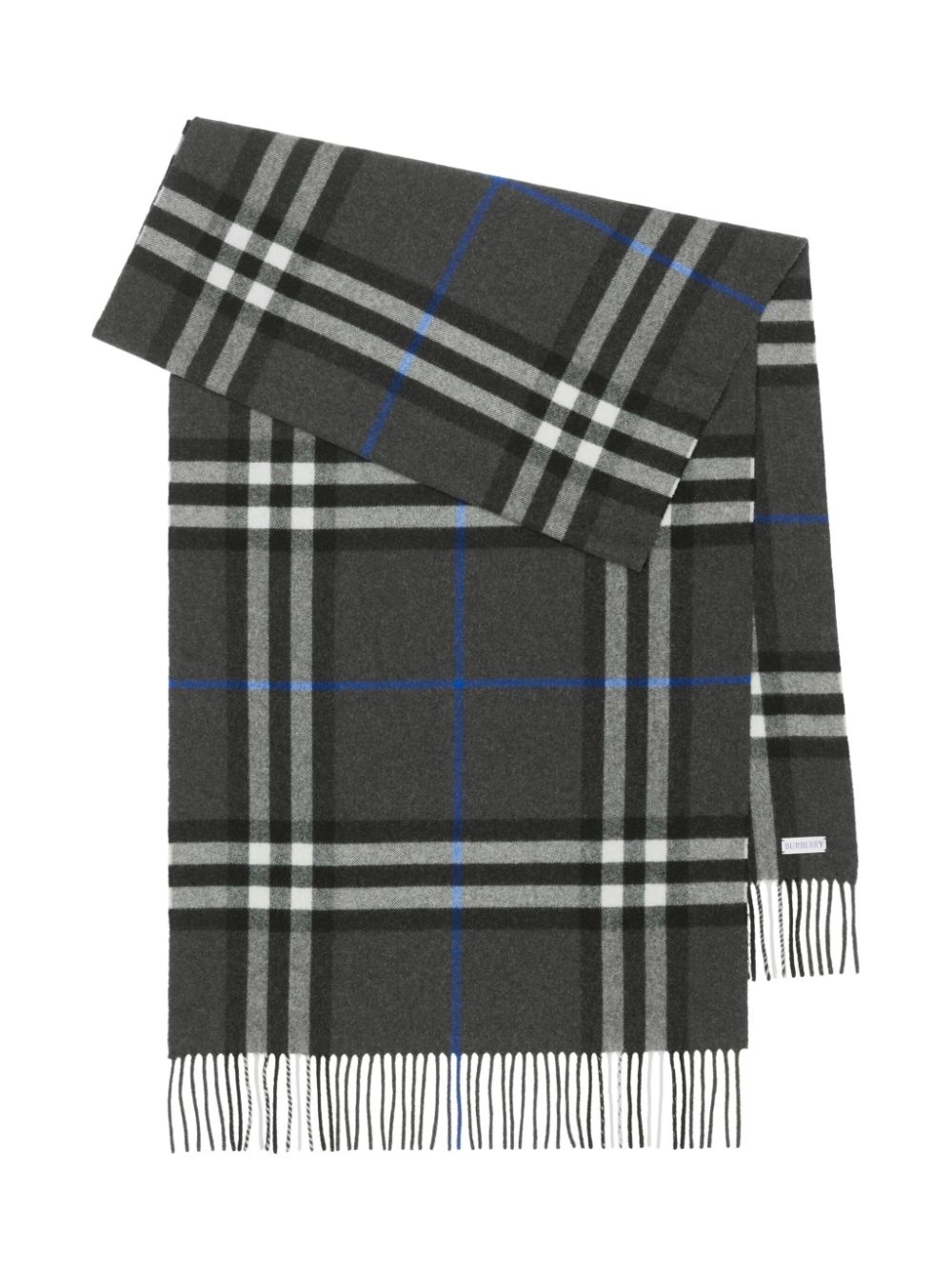 check-print fringed cashmere scarf - 2