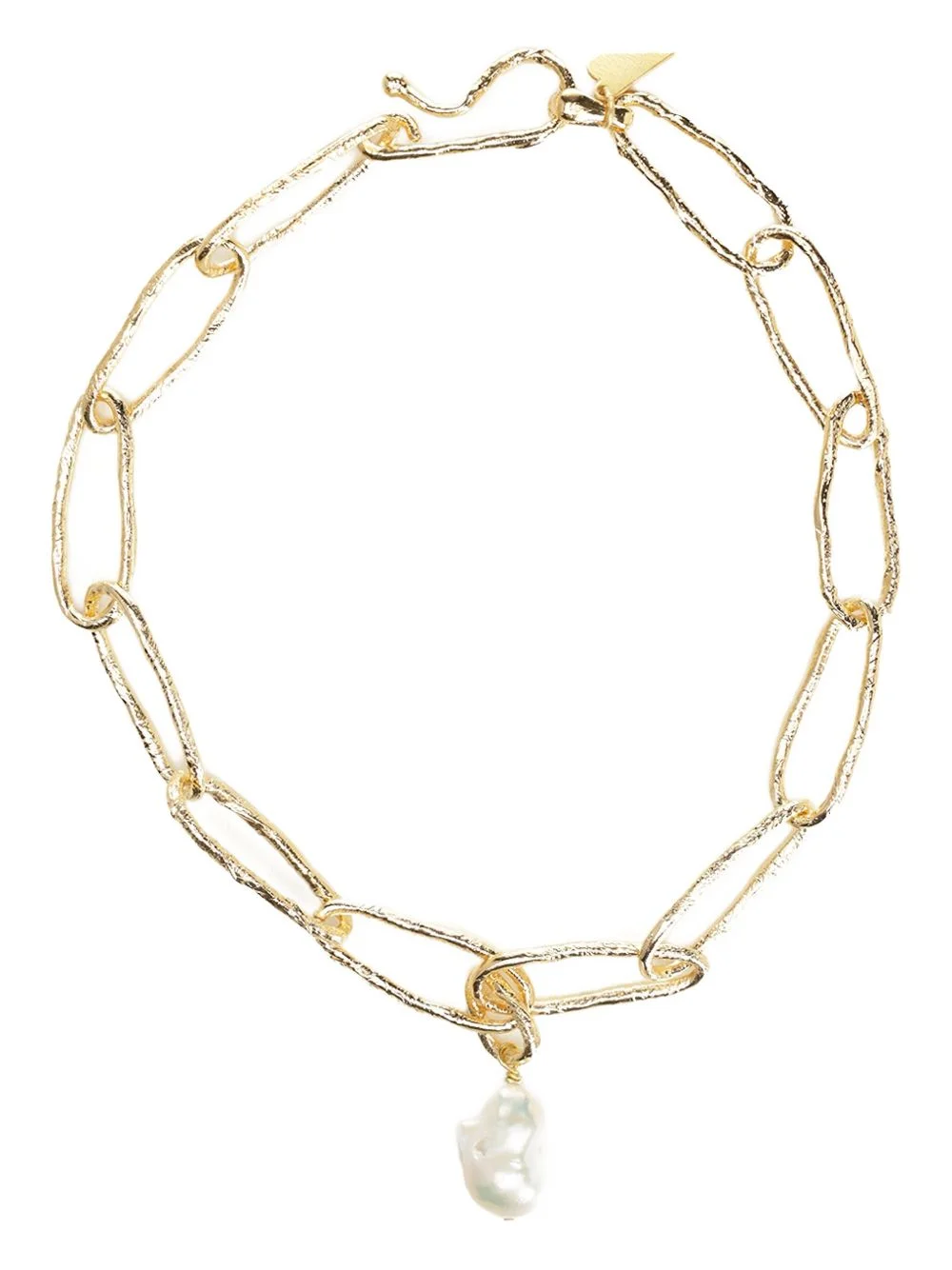 hammered-link pearl necklace - 1
