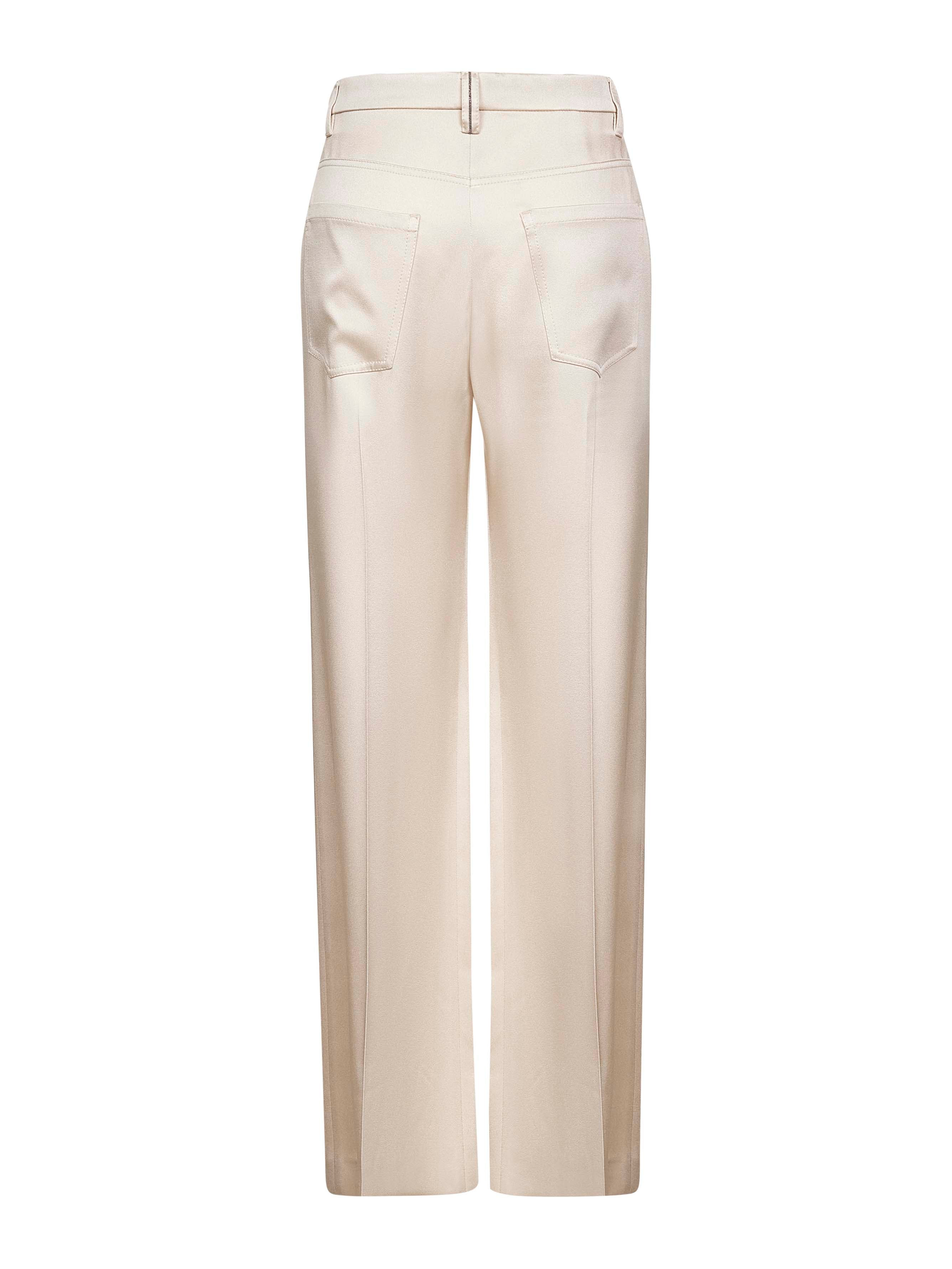Beige cady satin Loose trousers - 2