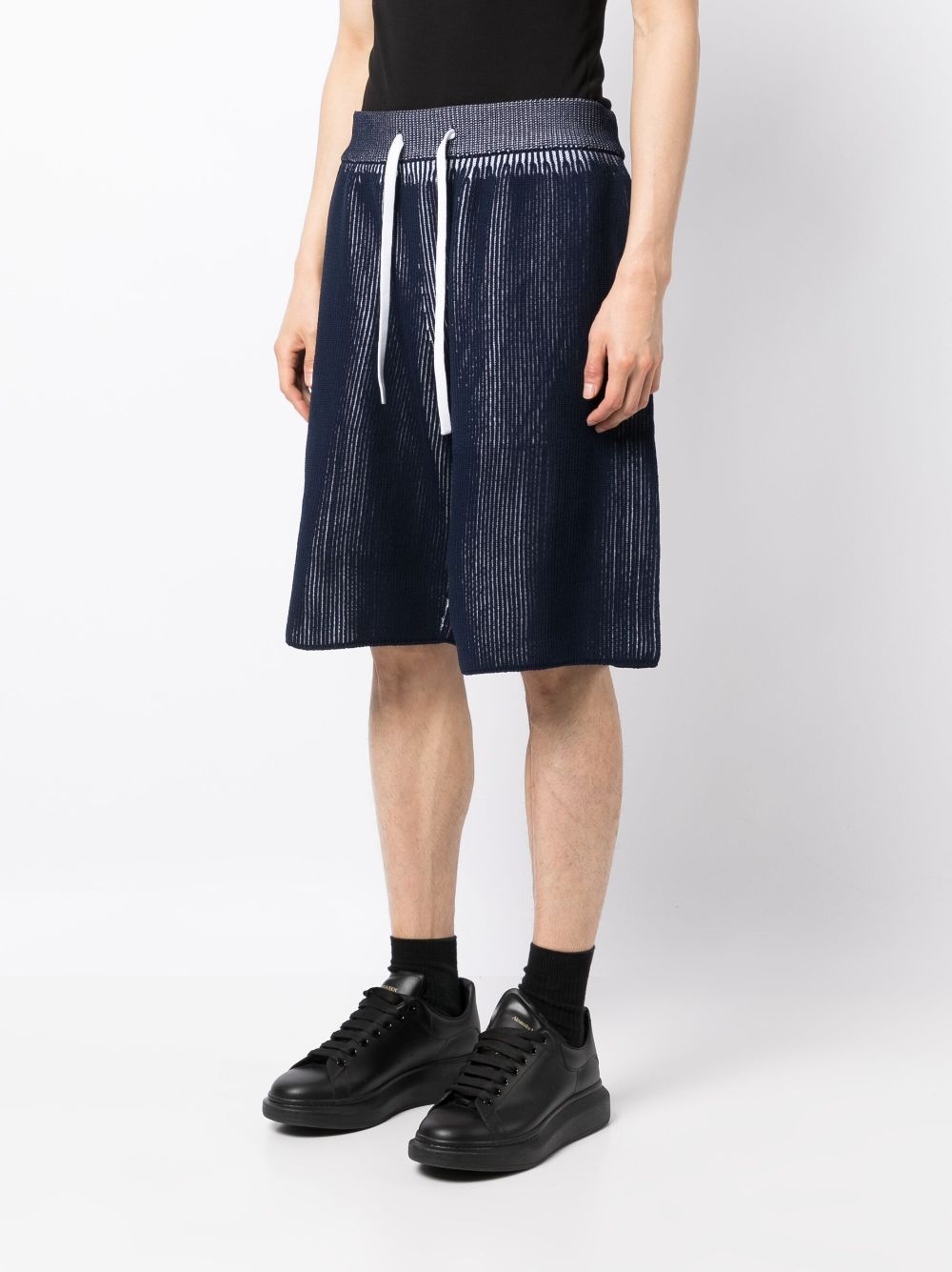 ribbed drawstring-waist shorts - 3