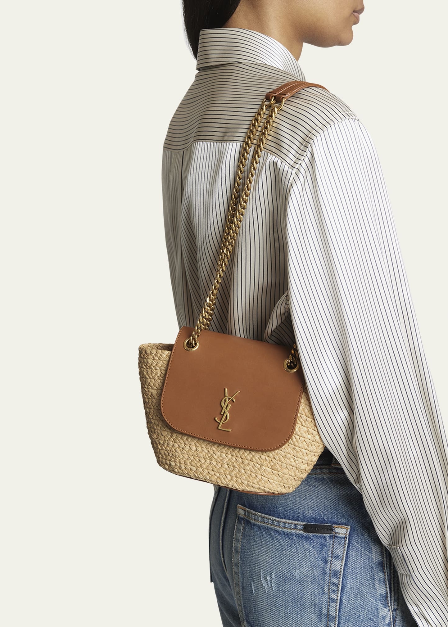 Panier Mini YSL Flap Crossbody Basket Bag in Raffia - 3