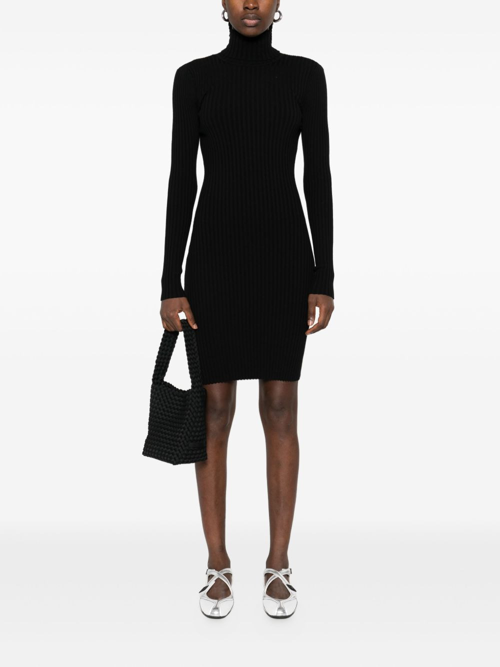 ribbed turtleneck dress - 2