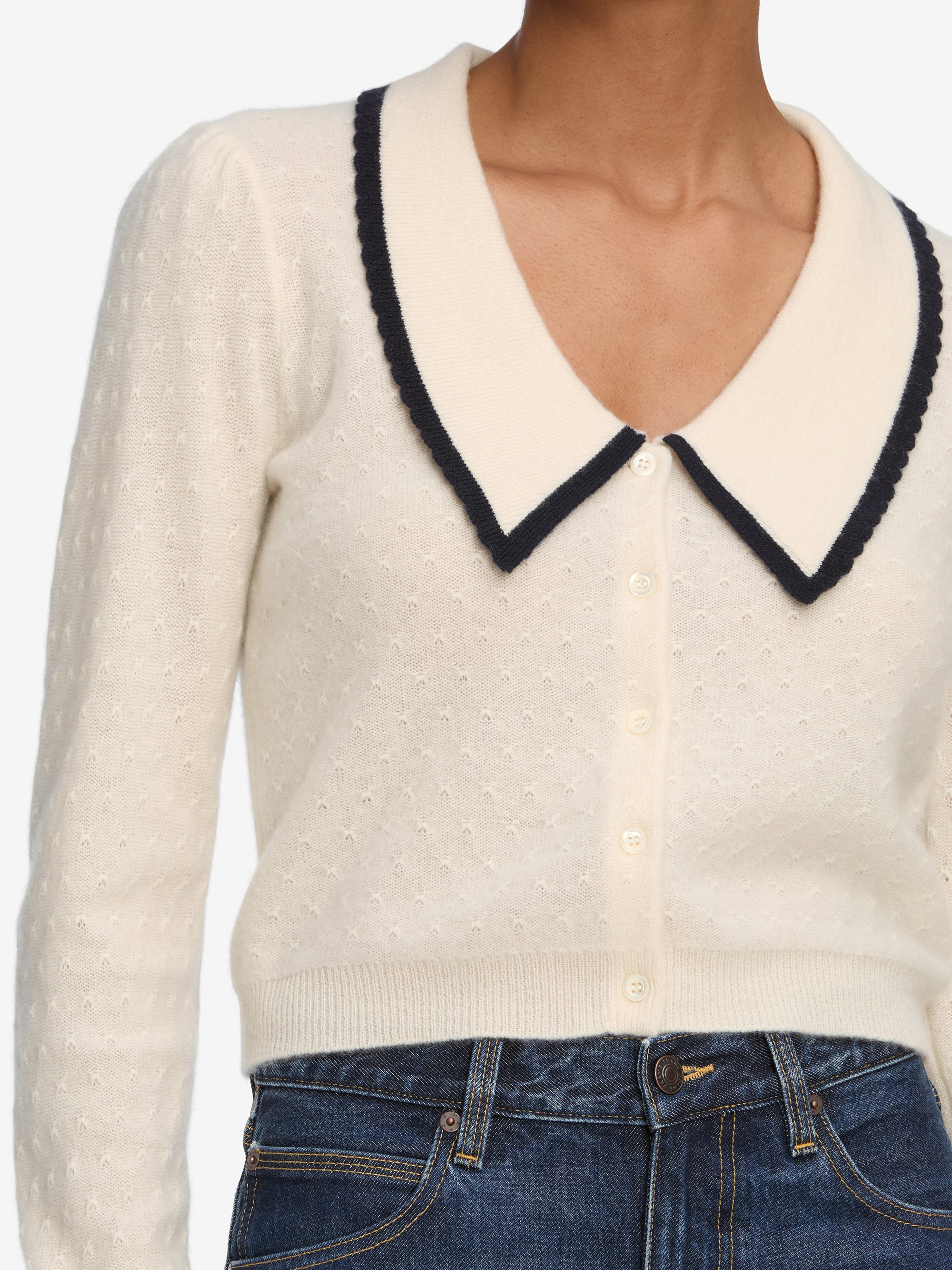 Cashmere Sailor Sweater in Cream Multi - 4