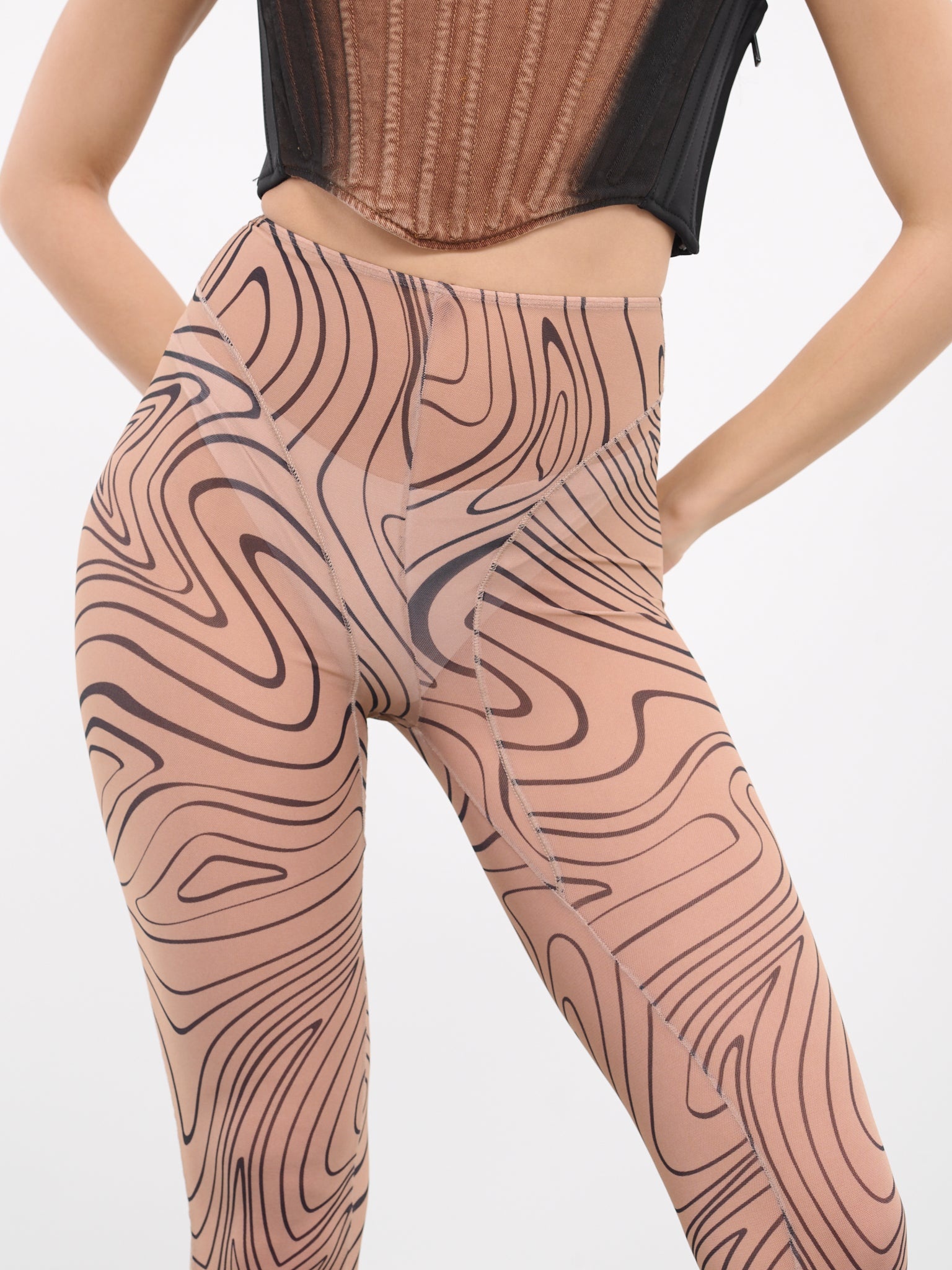 Printed Mesh Flare Leggings - 4