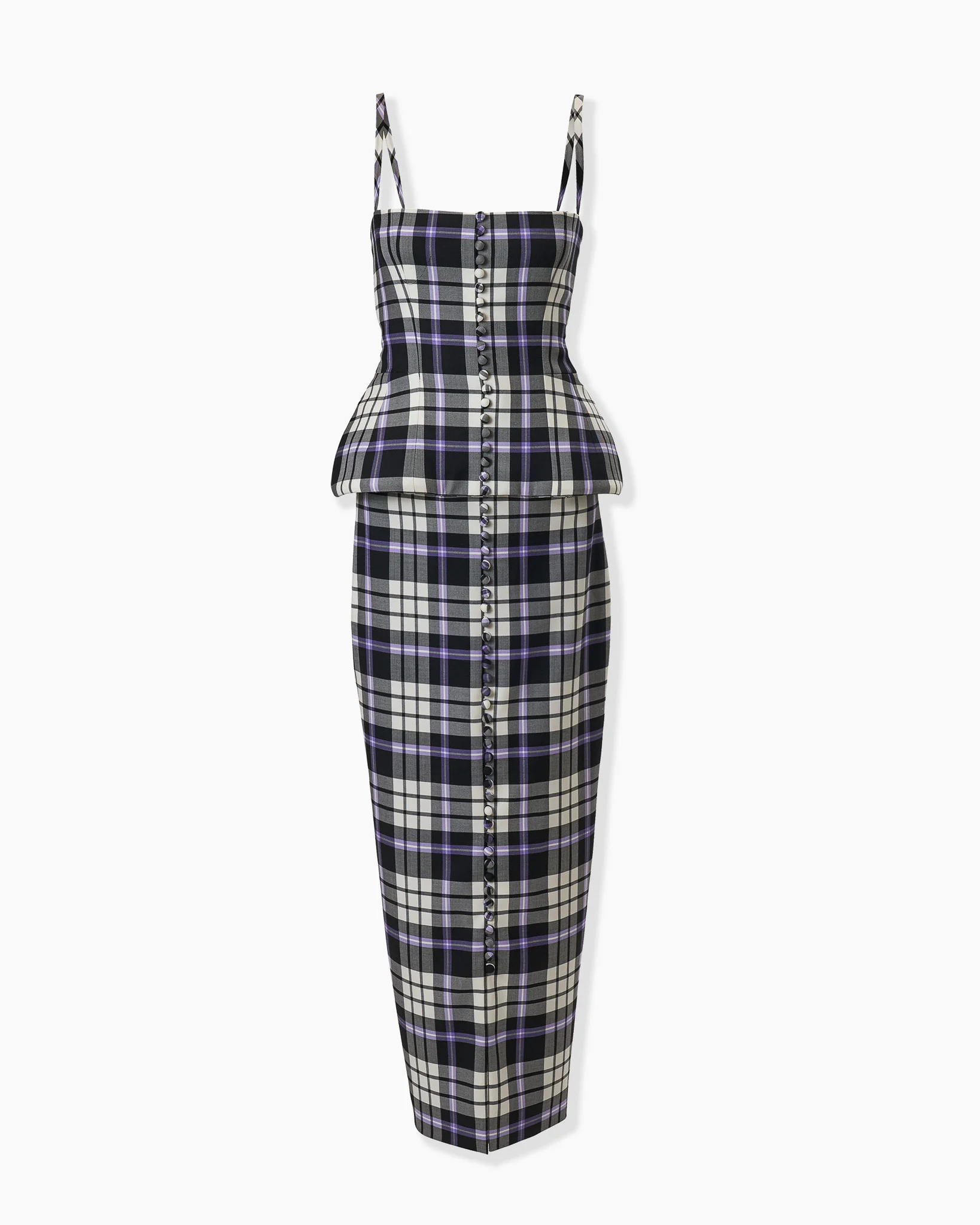 Trompe L'Oeil Plaid Midi Dress - 1