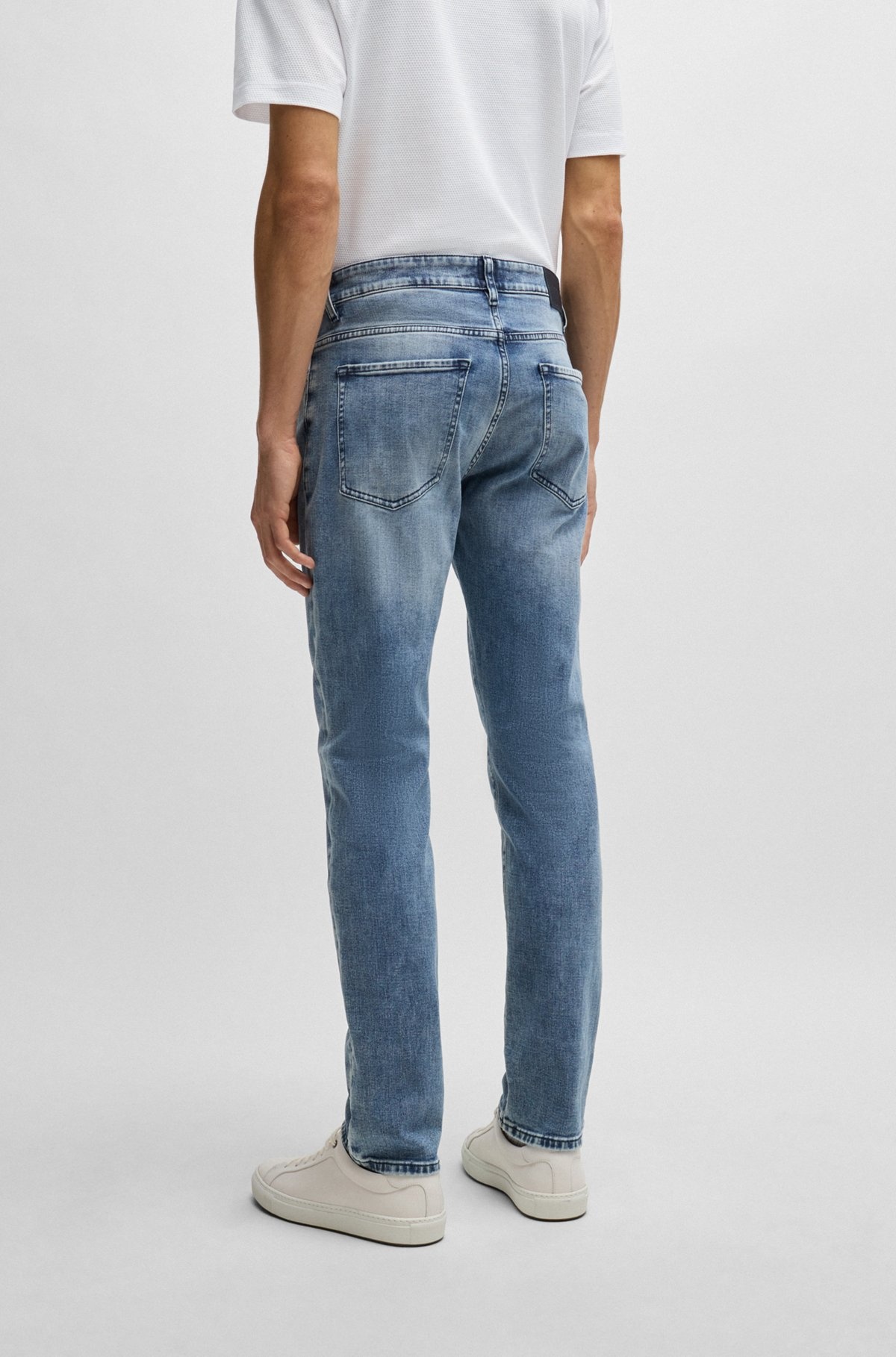 SLIM-FIT JEANS IN BLUE CASHMERE-TOUCH DENIM - 4