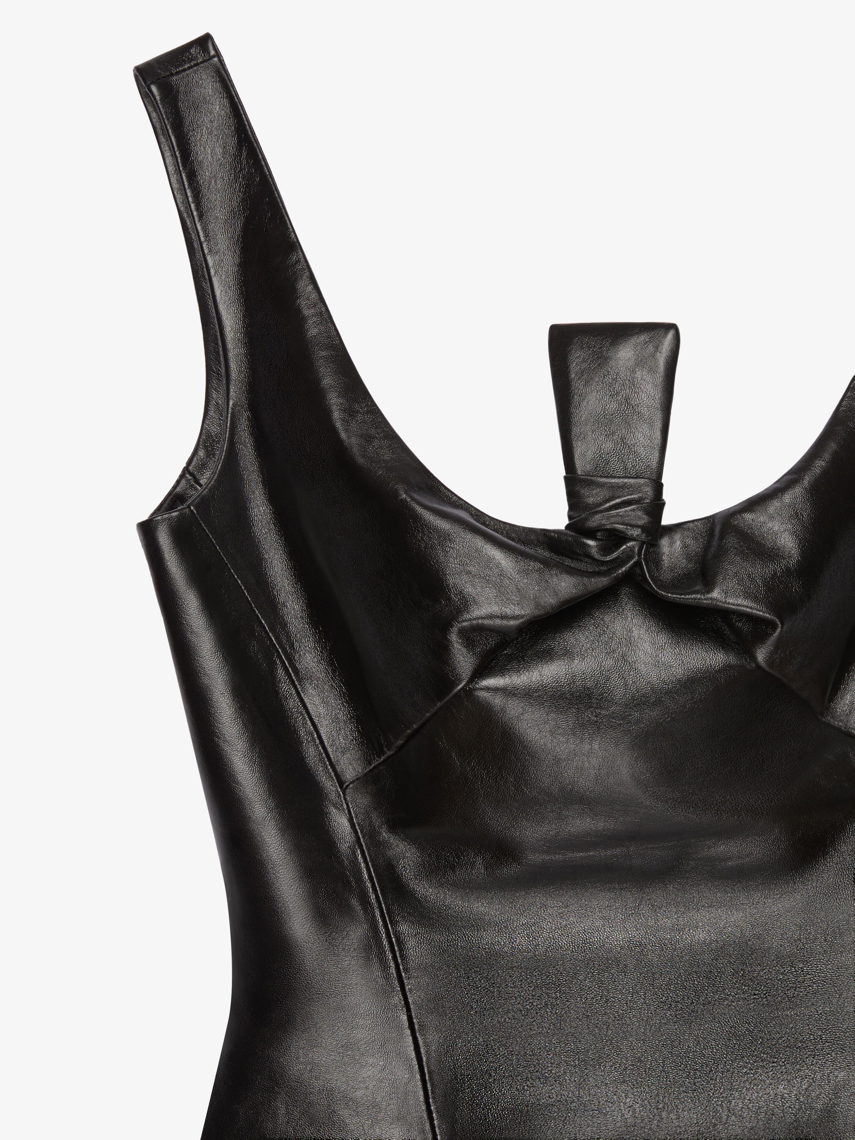 PEPLUM TOP IN LEATHER WITH BOW DETAIL - 5