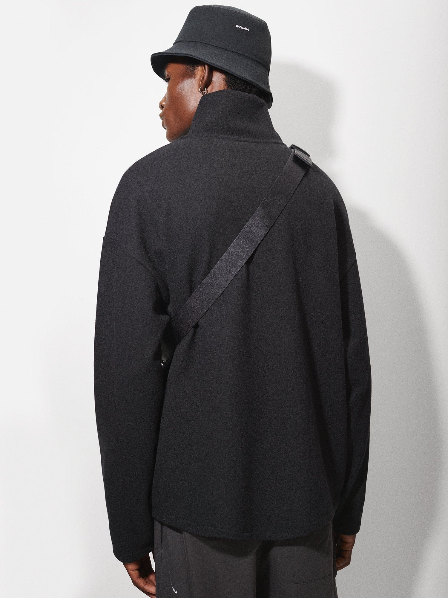 Men's Recycled Wool Jersey Half-Zip Sweater - Black - 3
