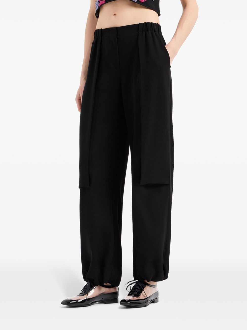 elasticated-waistband straight-leg trousers - 2