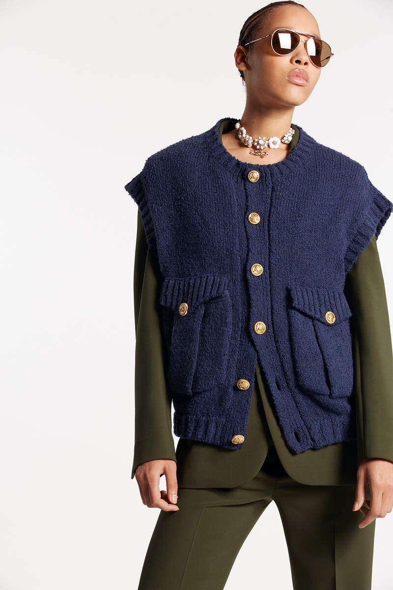 PATCH POCKET VEST KNIT - 1