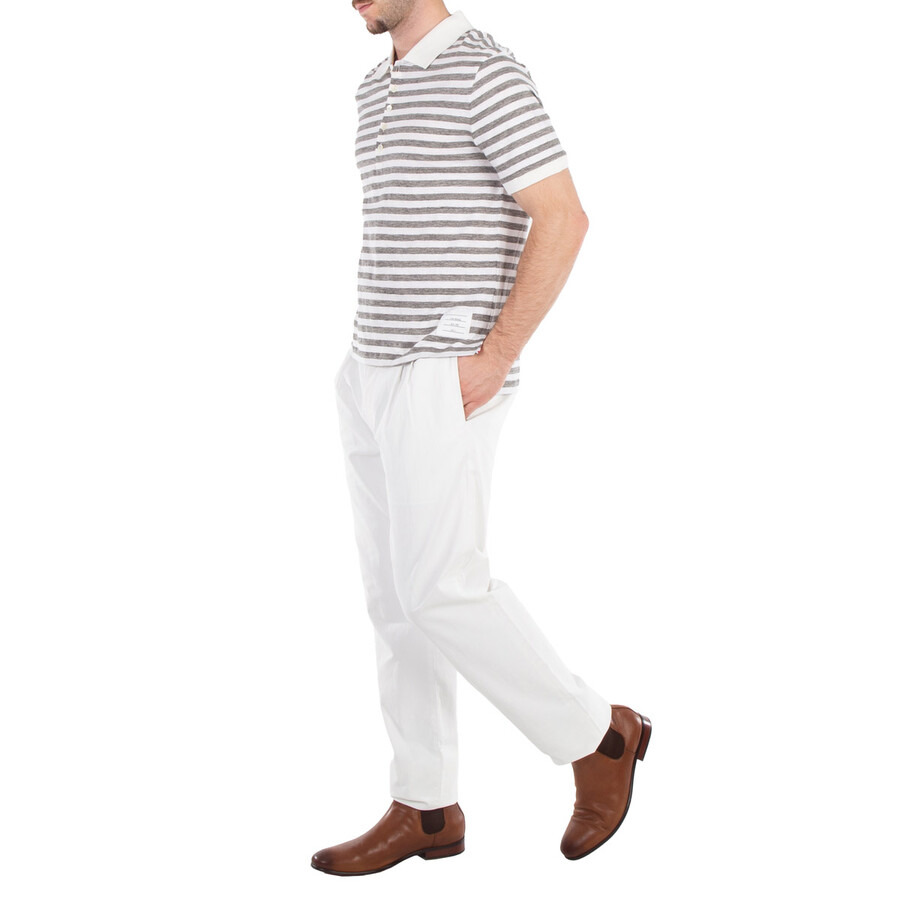 Thom Browne Short Sleeve Polo In Striped Linen Jersey - 3