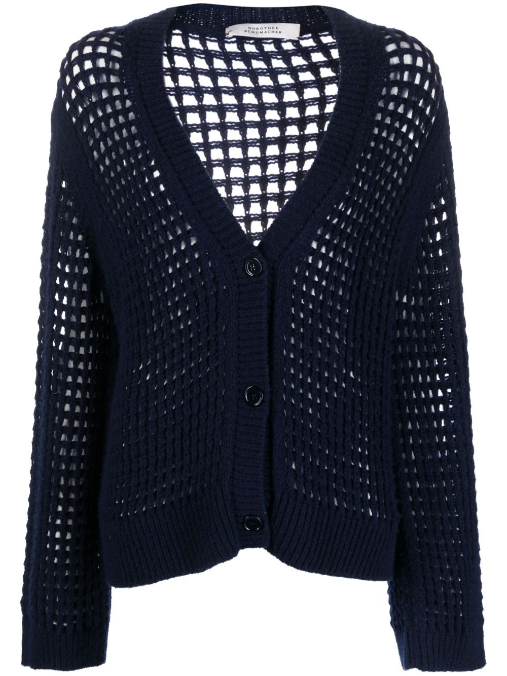 open-knit V-neck cardigan - 1