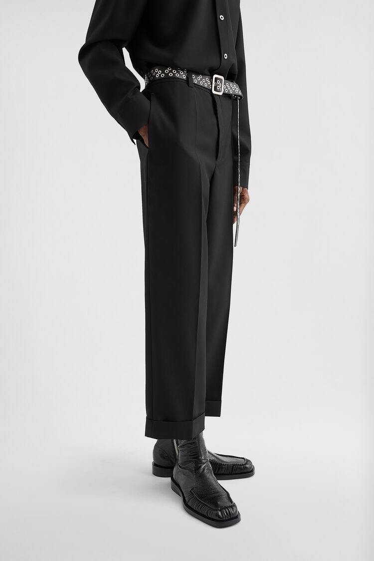 Wool Poplin Belted Trousers - 3