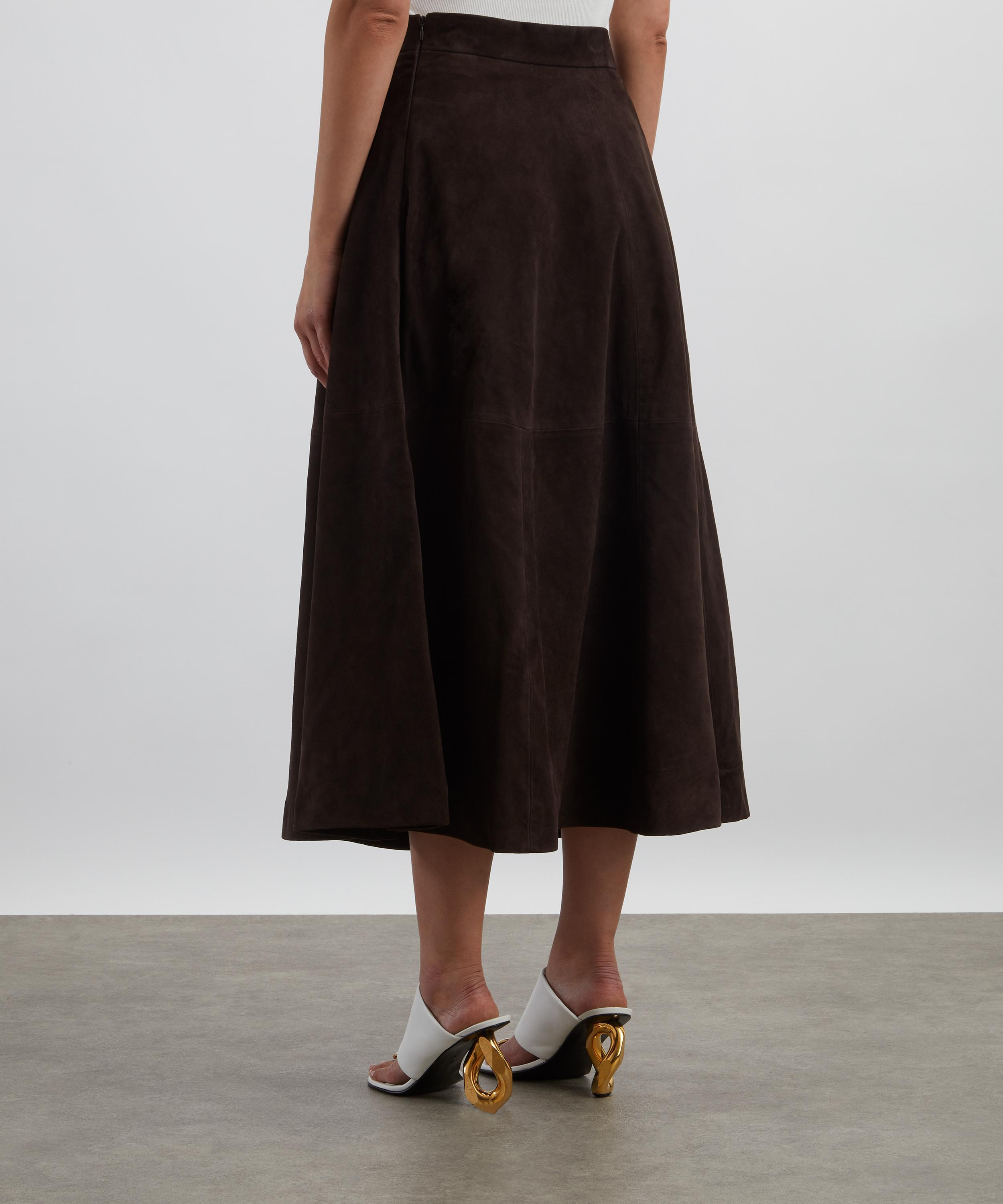 Dark Chocolate A-Line Suede Skirt - 4