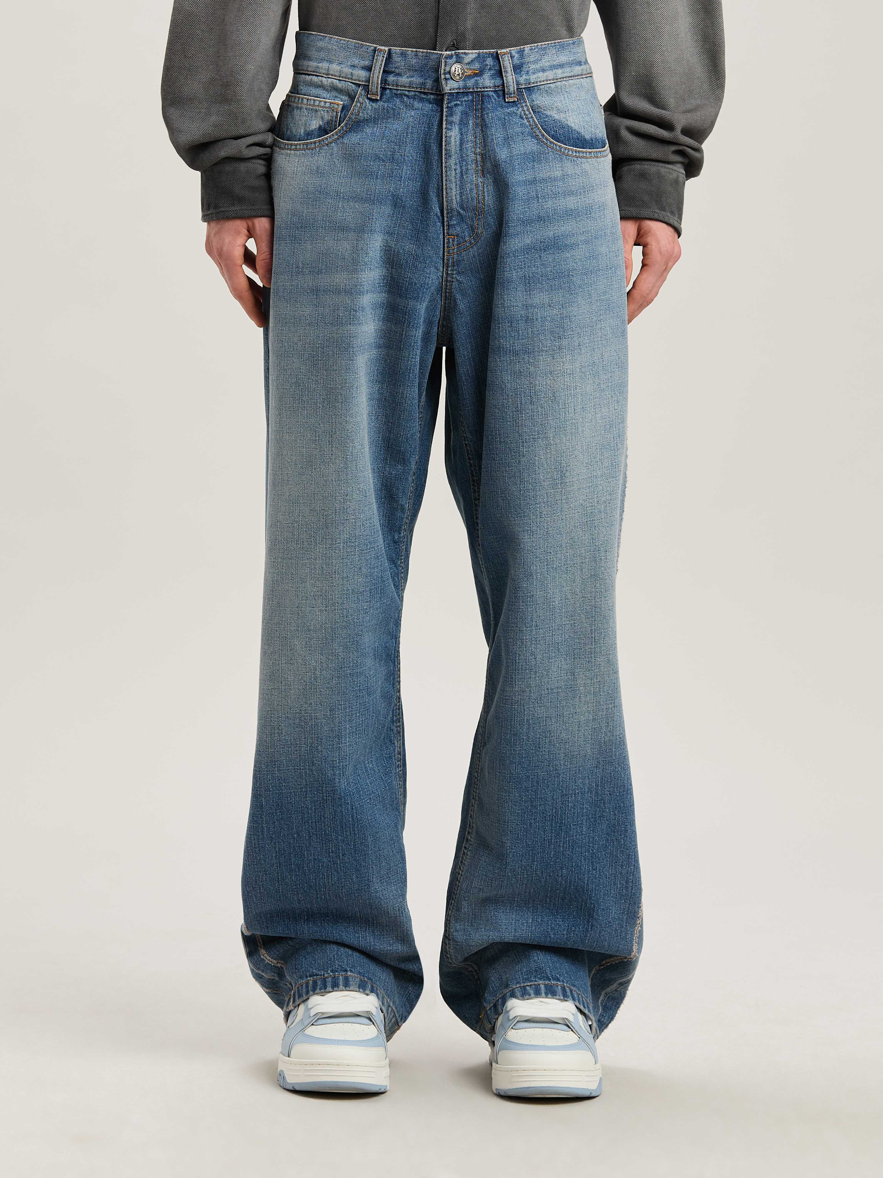 Lasered Curved Logo denim Pants - 3