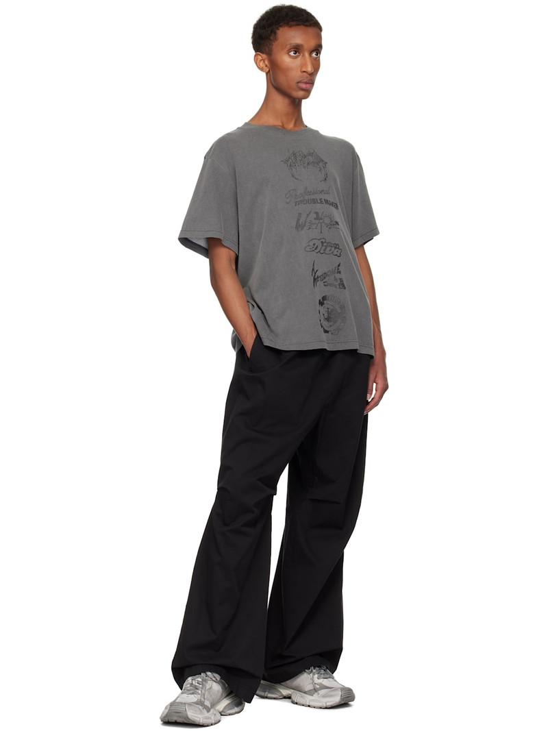 We11done Black Tucked Wide Trousers outlook