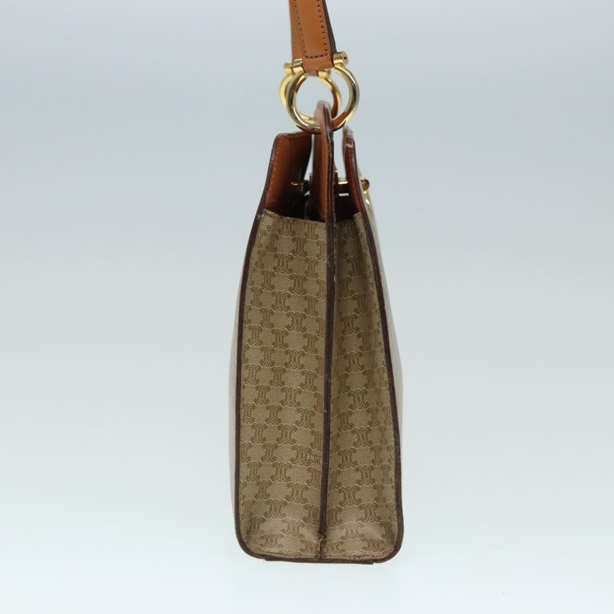 CELINE Macadam Canvas Hand Bag Beige Gold - 4