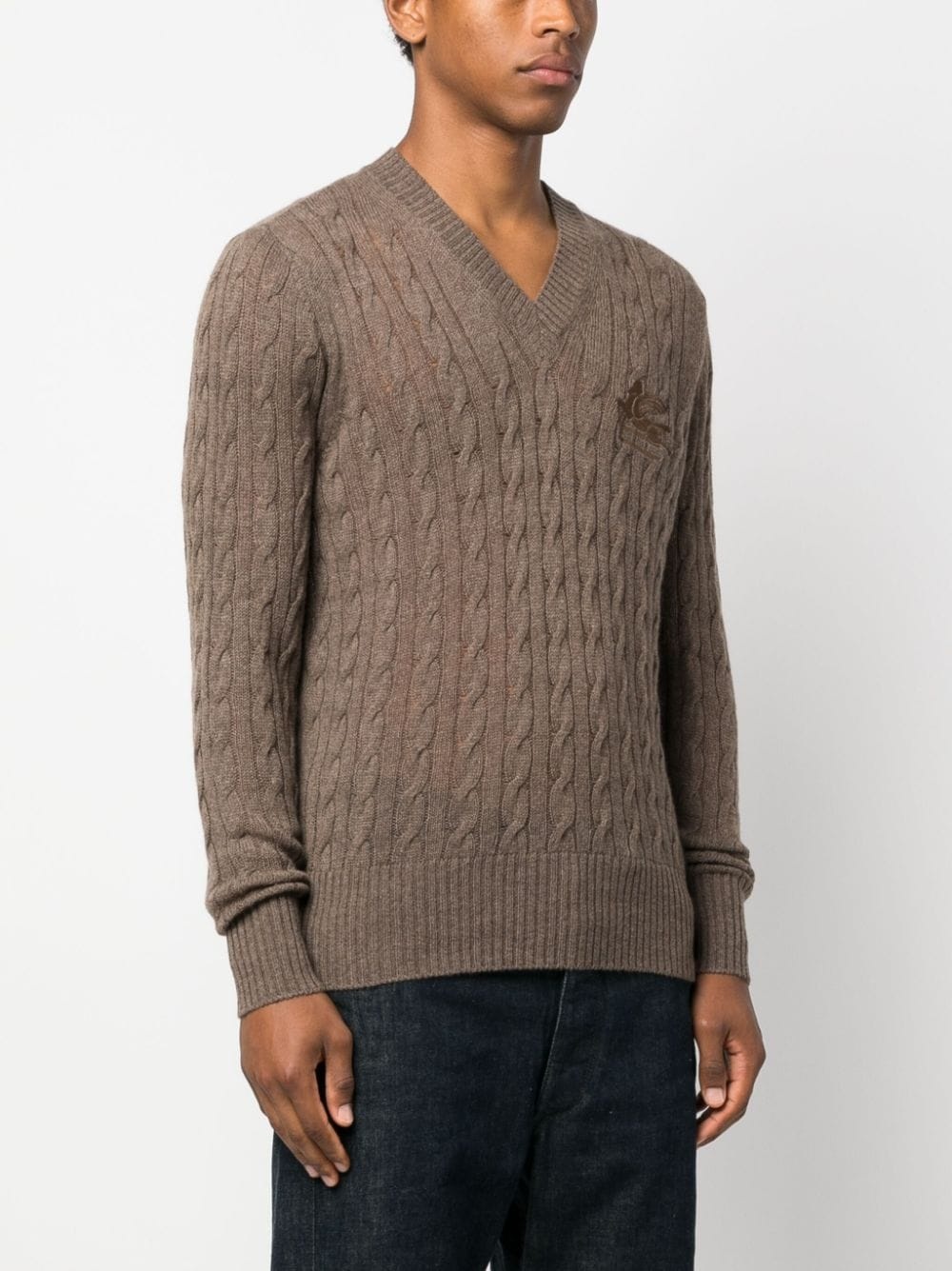 logo-embroidered cashmere jumper - 3