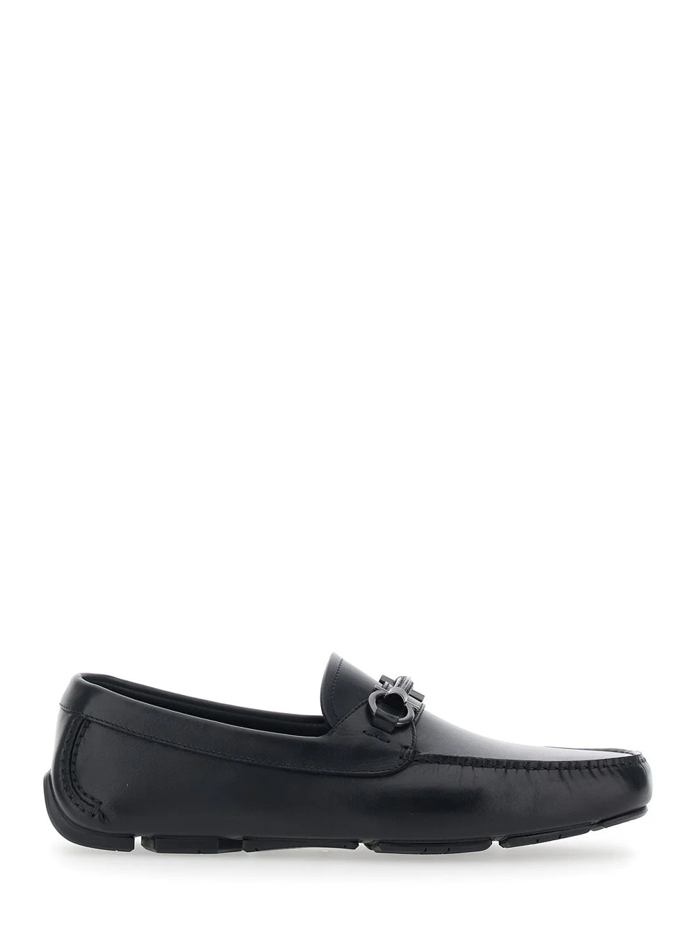 Ferragamo Men 'Sunsay' Black Loafers With Gancini Plaque On The Front In Leather For Men - 1