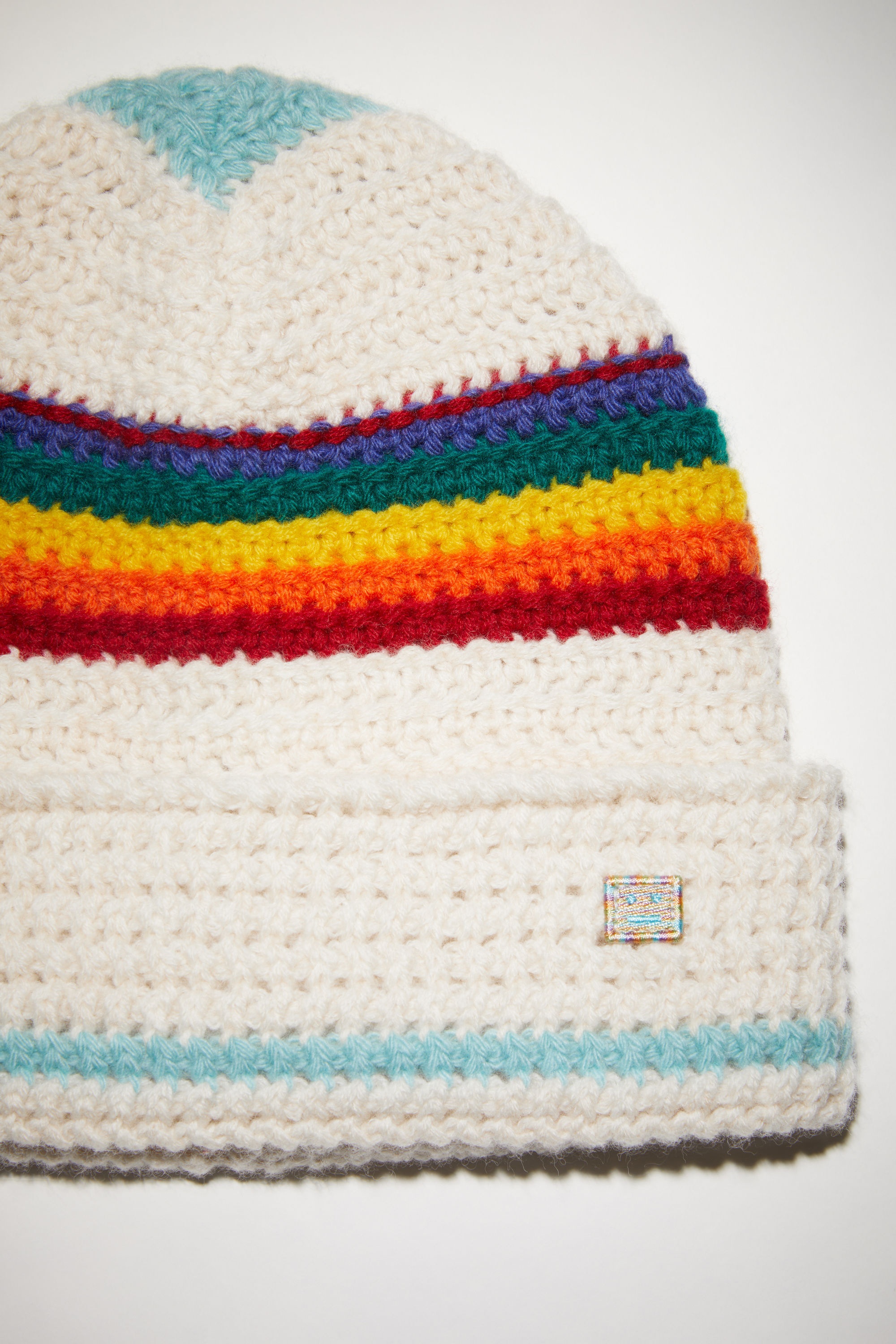 Rainbow crochet knit beanie - Cold purple/oatmeal melange - 4