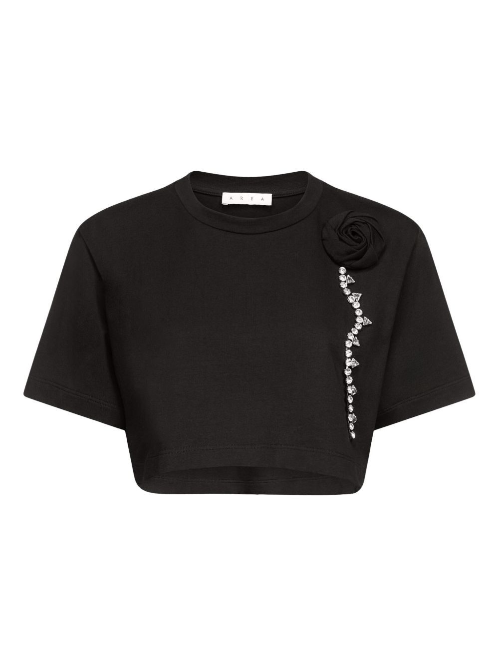 crystal-embellished cropped t-shirt - 1