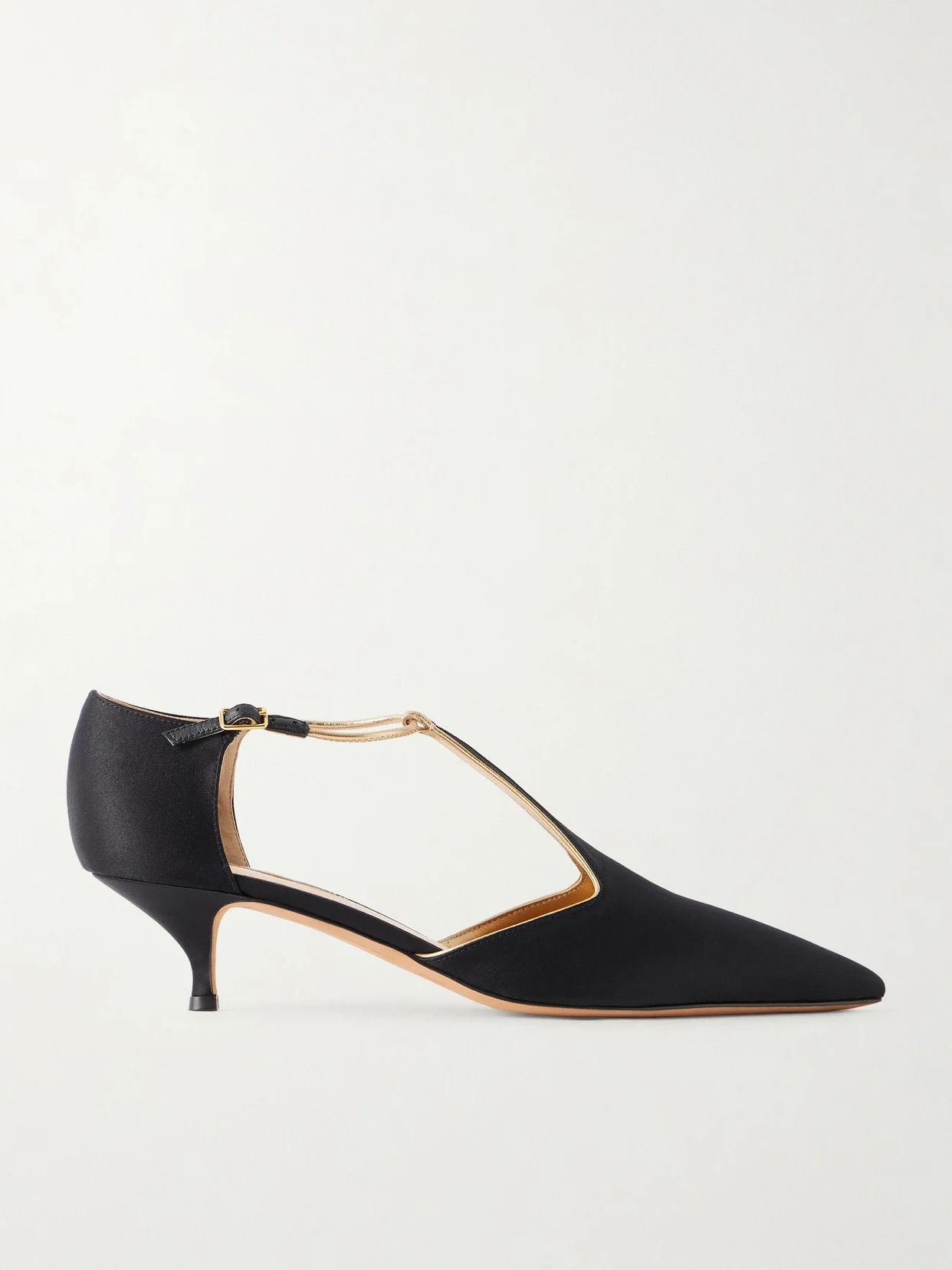 Leandra Leather-trimmed Satin Pumps - 1