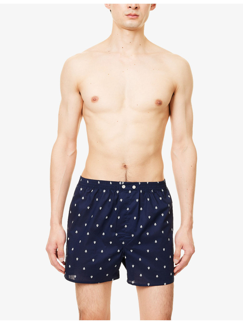 Derek Rose Printed Mid-Rise Cotton-Poplin Boxer Shorts outlook