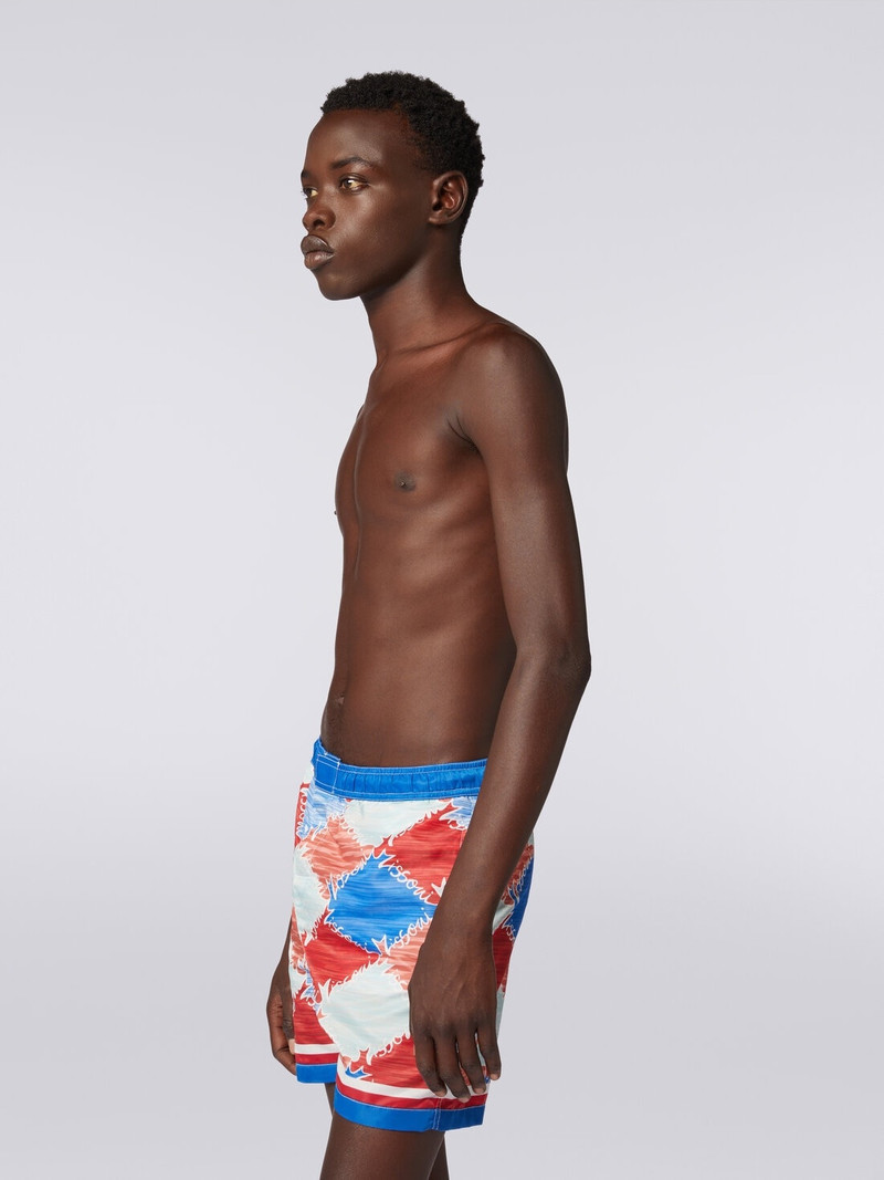 Swimming trunks in slub nylon with logo print 3
