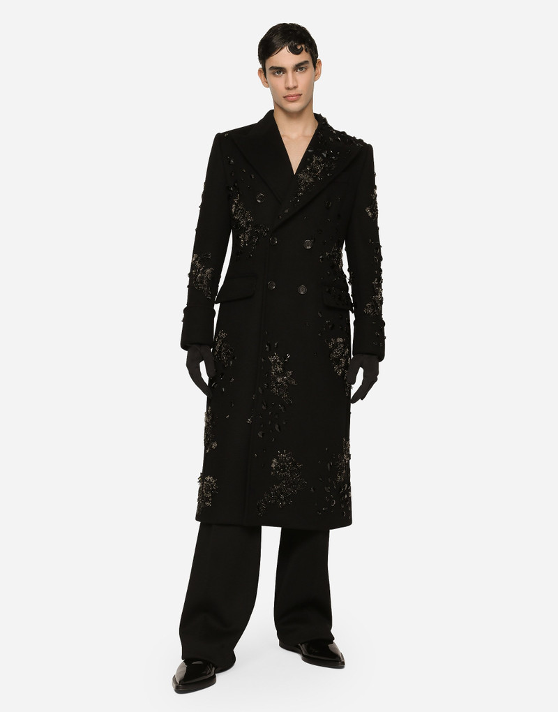 Dolce & Gabbana Double-breasted coat with embroidery and stones outlook
