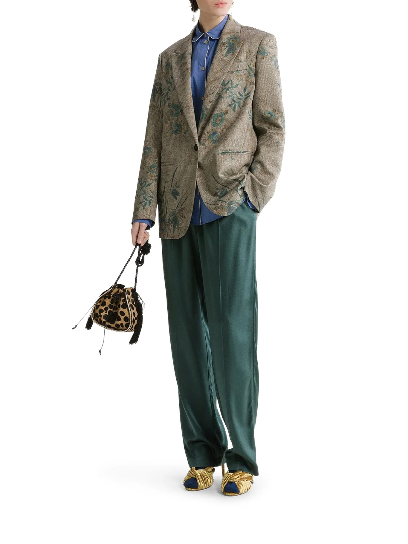 SINGLE-BREASTED FLORAL PRINT BLAZER - 1