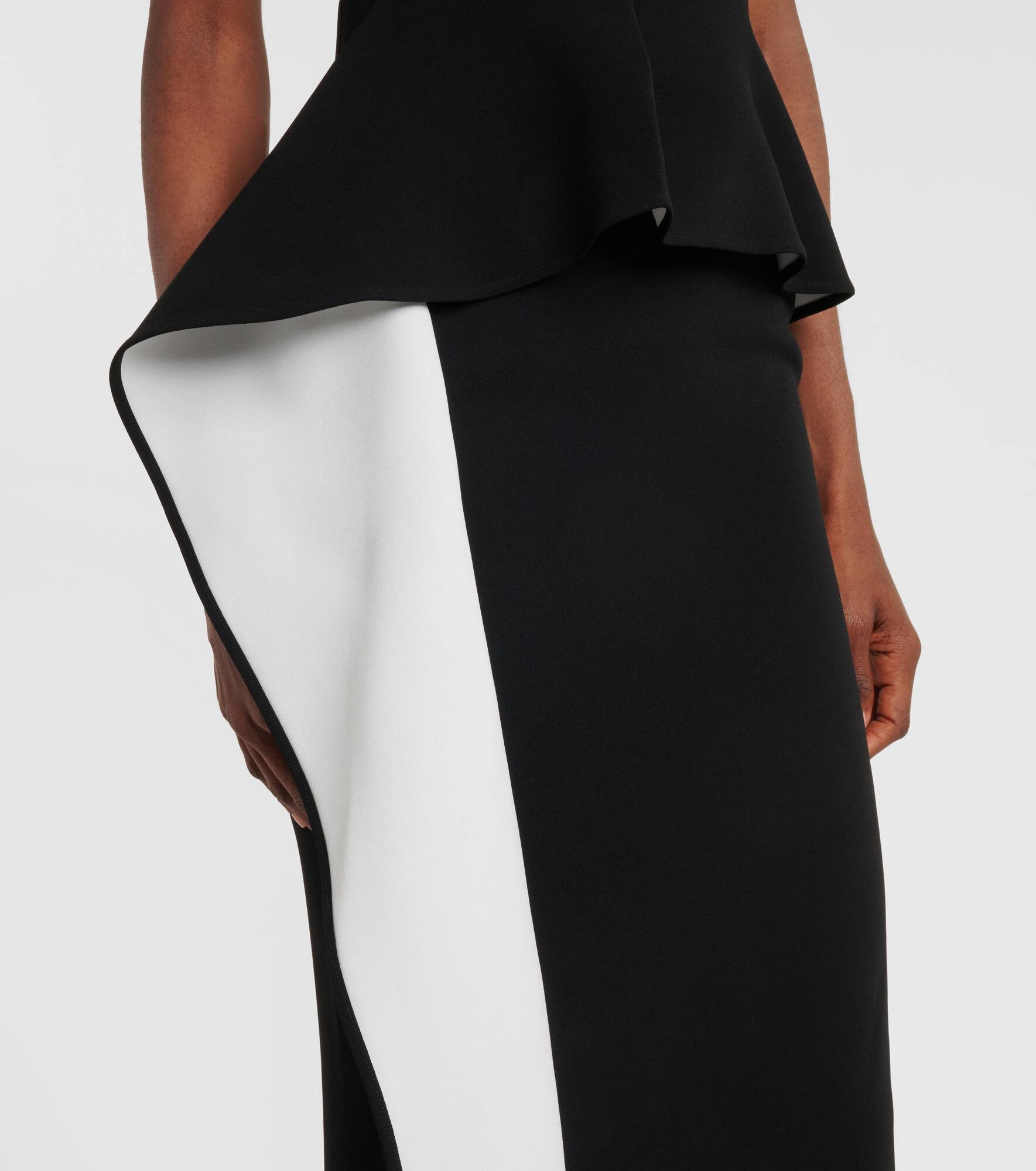Embellished peplum satin crêpe midi dress - 5
