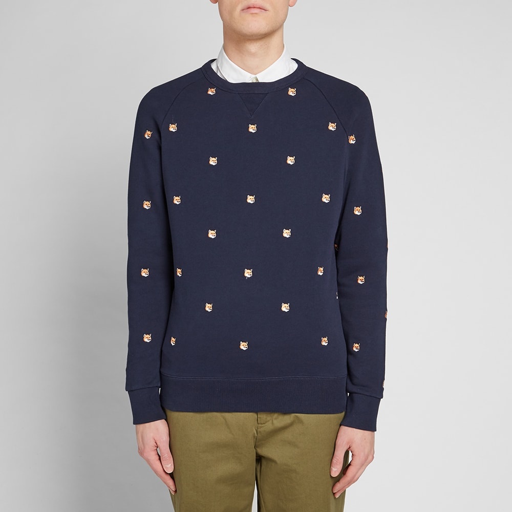 Maison Kitsuné All-Over Fox Head Embroidery Crew Sweat - 4