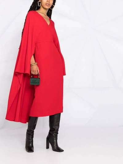 Valentino cape-style V-neck silk midi-dress outlook