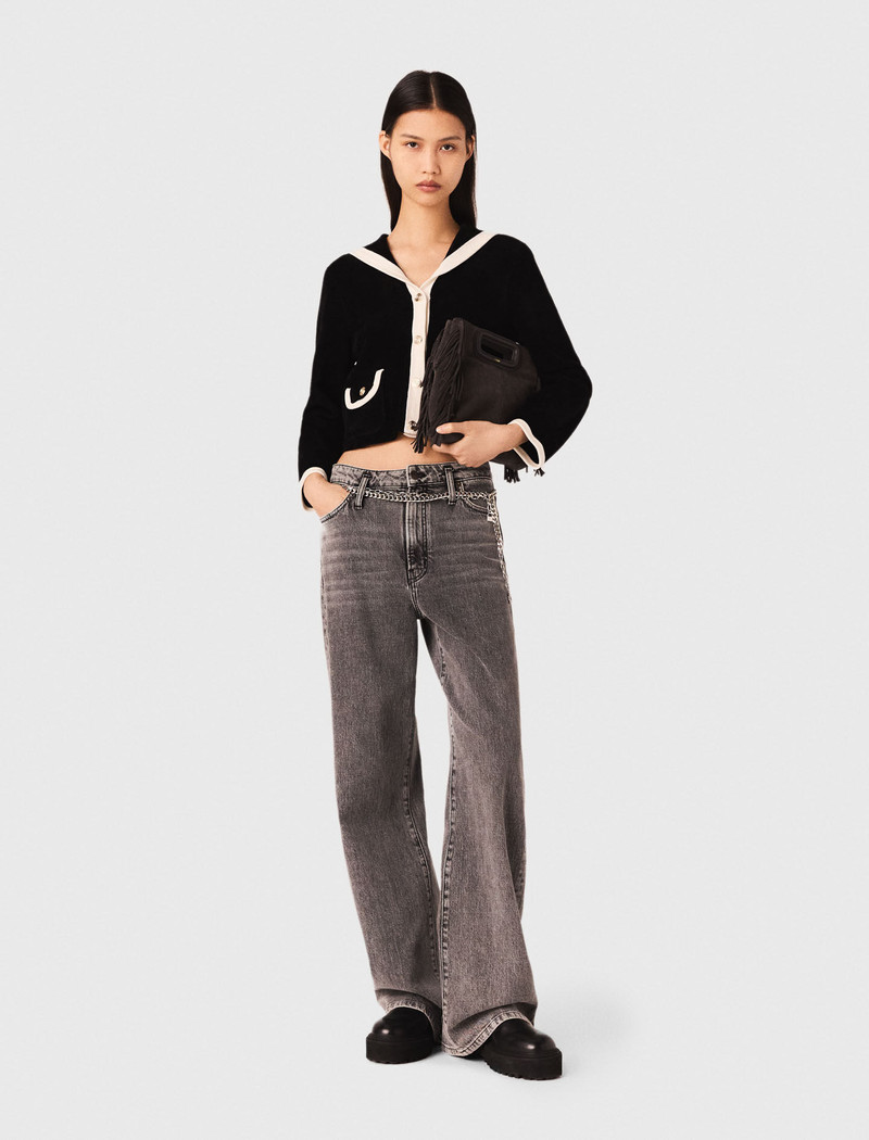 maje Velvet-effect cardigan outlook